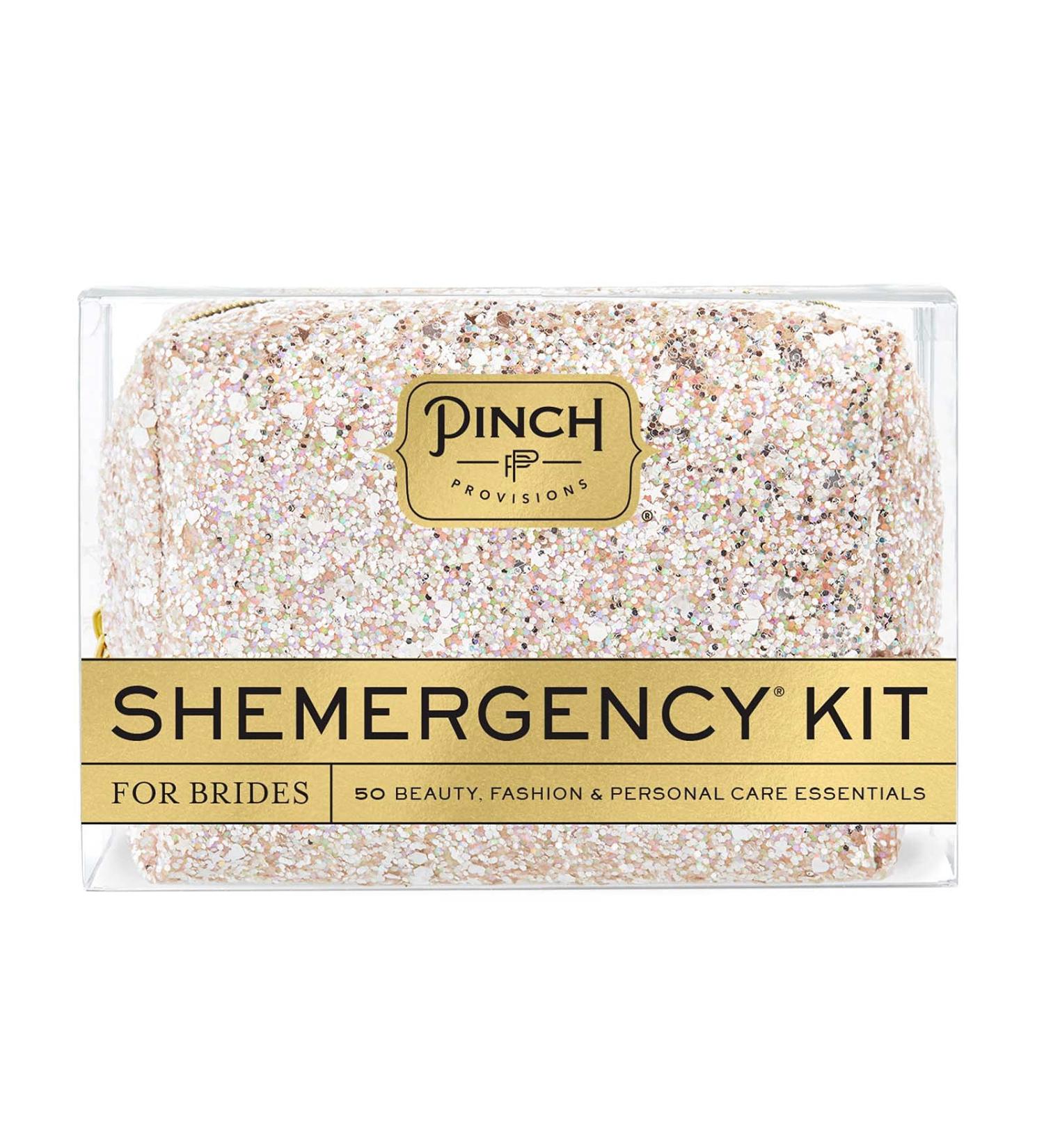 Pinch Provisions Shemergency Kit for Brides | 50 Essential Wedding Day Items | Pink Diamond Glitter Survival Pouch - Buy Online on GoSupps.com