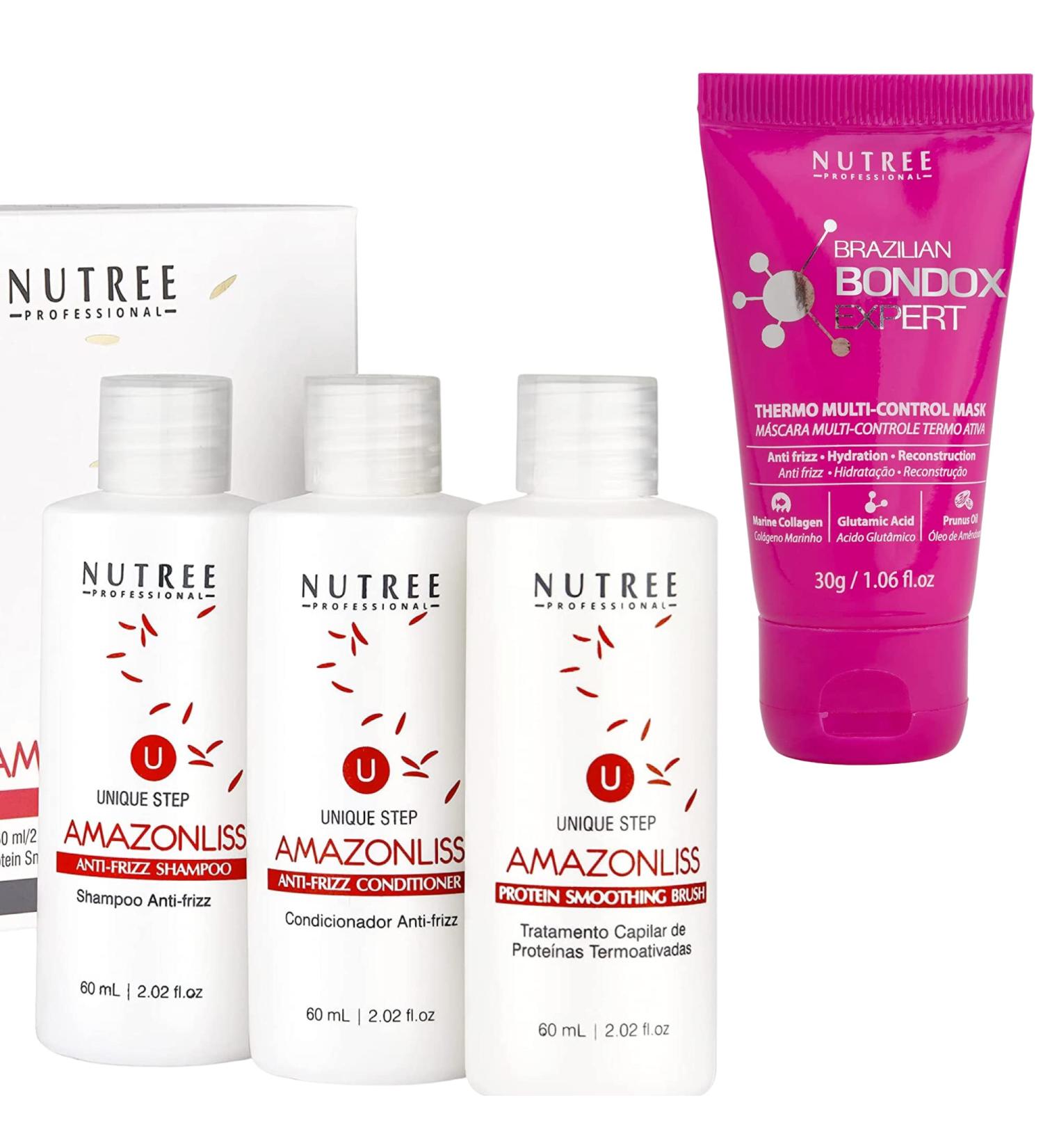Amazonliss Brazilian Keratin Hair Treatment + BONDOX Thermal Mask with Marine Collagen - 2.02 fl oz + 1.06 oz - Buy Online on GoSupps.com