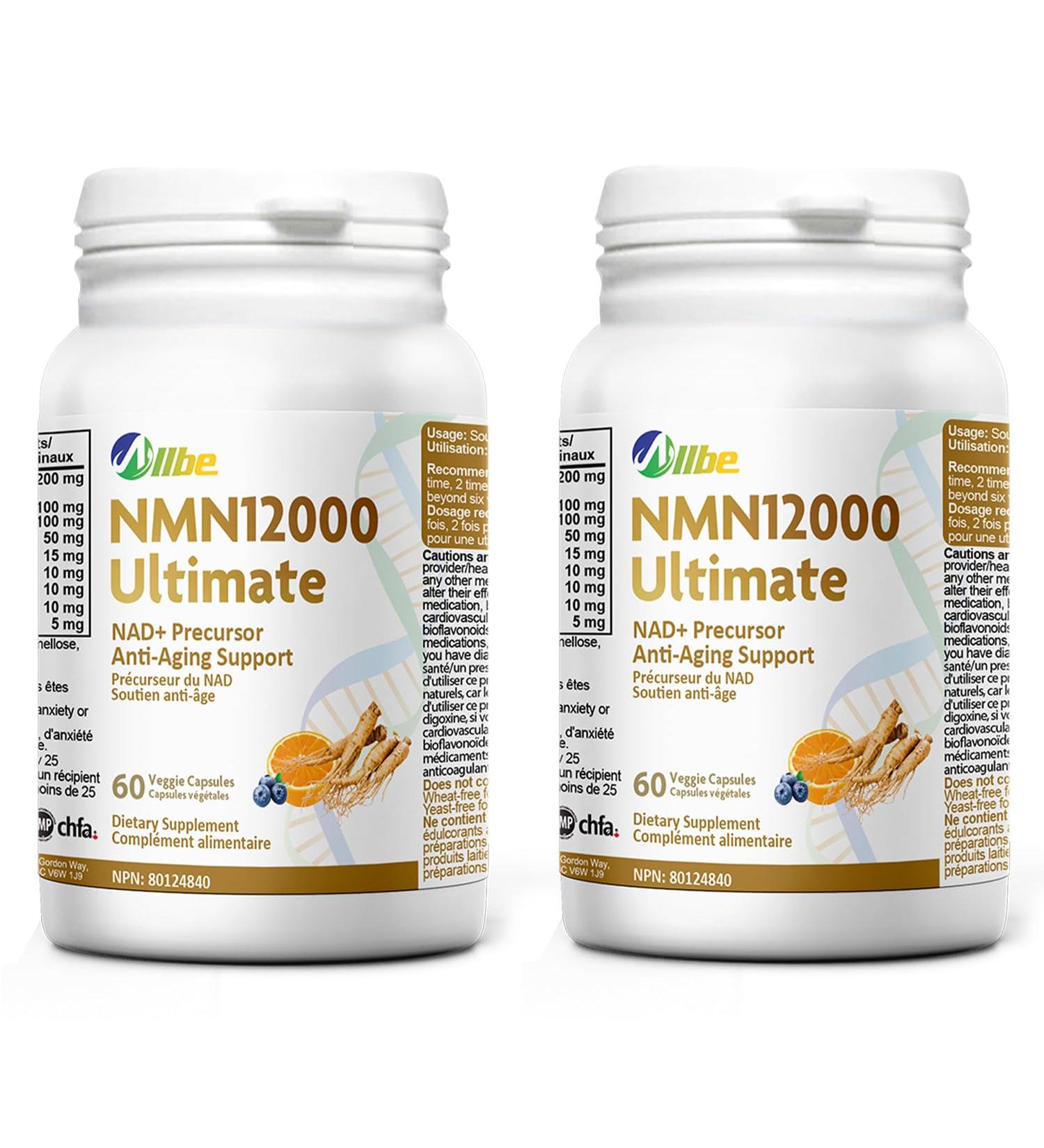 200mg Ultra High Purity NMN 99.5% Highly Purified and Highly Bioavailable with Trans-Resveratrol & CO Q10 for NAD+ Boost NMN Nicotinamide Mononucleotide Supplement 2 x 60 Count 60 count (Pack of 2) - Buy Online on GoSupps.com