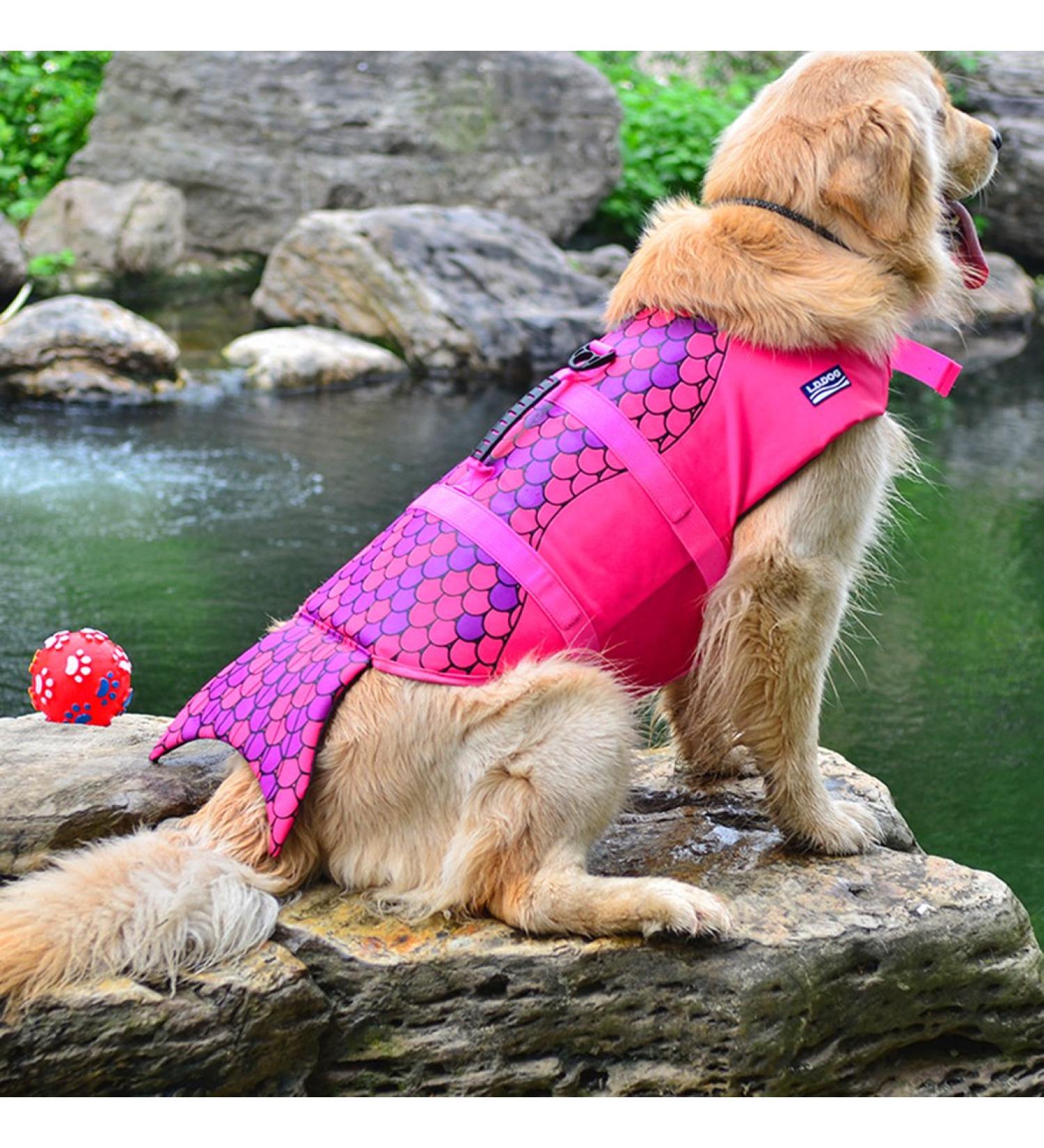 Xiaoyu Adjustable Dog Life Jacket - Water Safety Vest for Pets - Pink Swimming Clothes for Pool Beach & Boat Rides - Size L - Buy Online on GoSupps.com