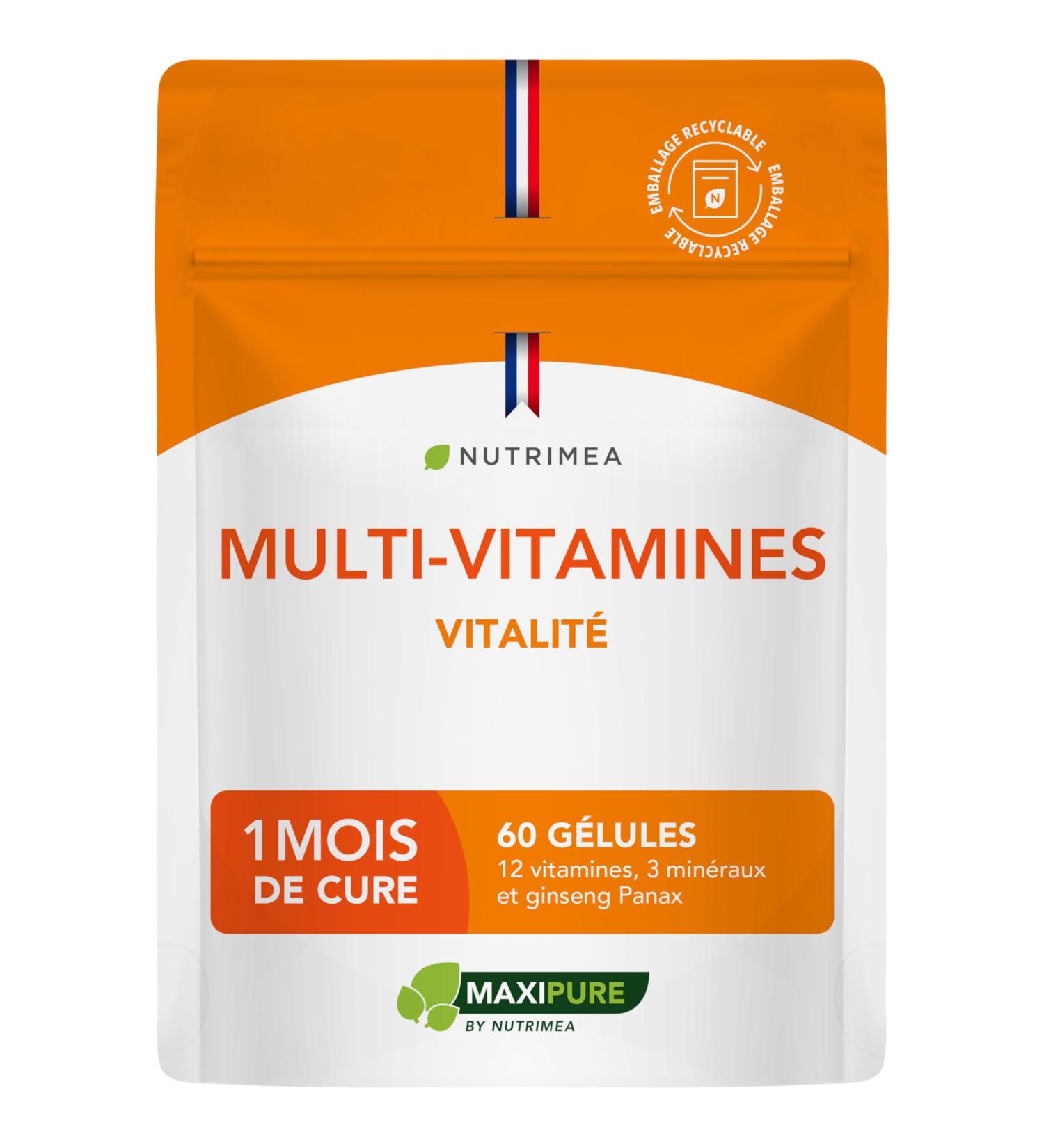 Multivitamines et Min raux Avec Ginseng - Vitamines A B1 B2 B3 B5 B6 B8 B9 B12 C D3 E Magn sium S l nium et Zinc - Energie Vitalit Immunit - Fabrication Fran aise - Nutrimea - Buy Online on GoSupps.com