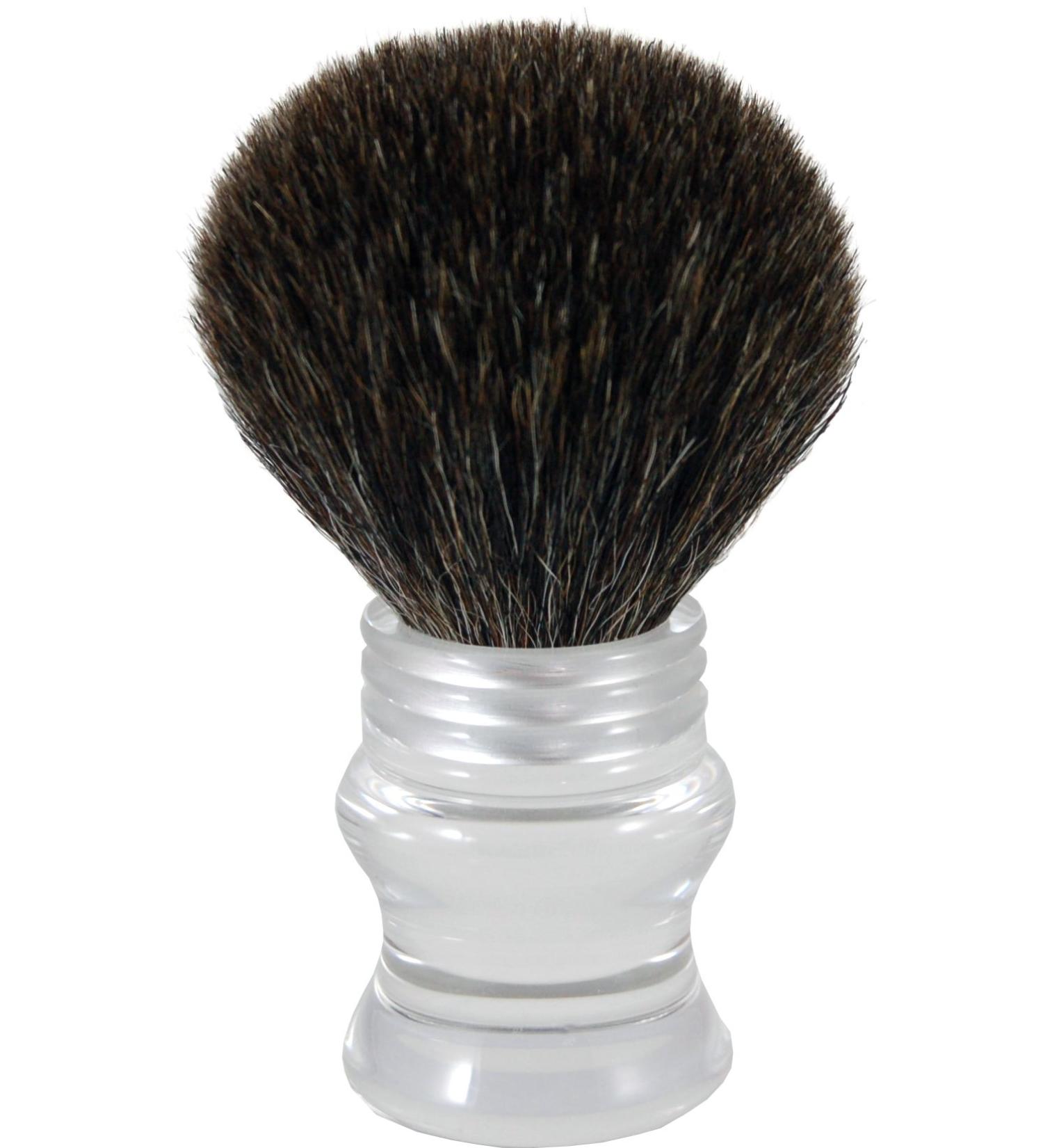 Hans Baier Exclusive XXL Shaving Brush Real Grey Badger - Handle Acrylic clear/silver