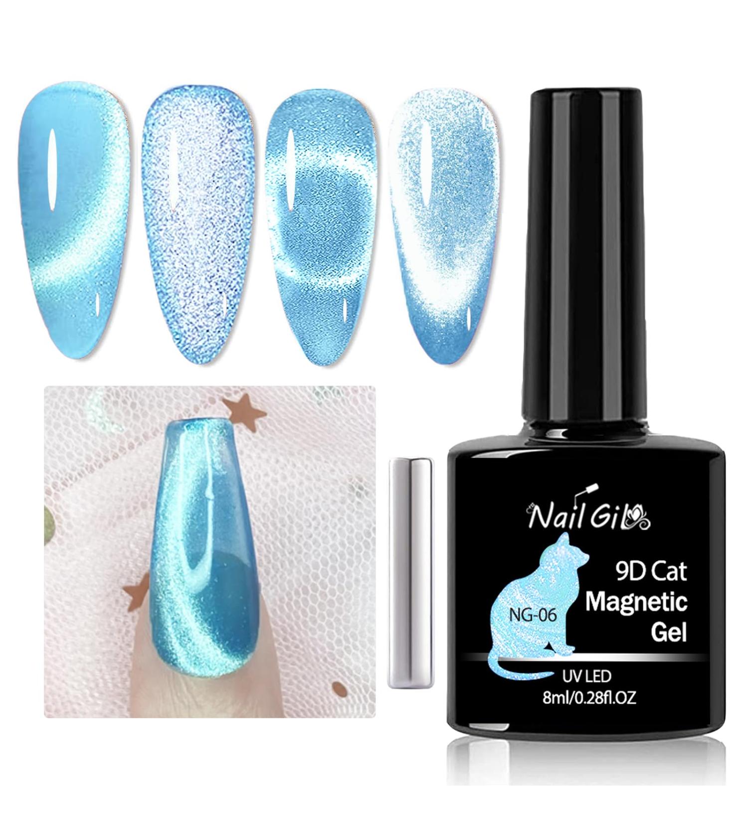 NAILGIL Cat Eye Gel Nail Polish with Magnet Jelly Blue Cat Eyes Gel Polish Galaxy Soak off Holographic Cats Eye Gel Polish Magnetic for Nail Art Manicure Salon DIY at Home- 06 Crystal Blue - Buy Online on GoSupps.com
