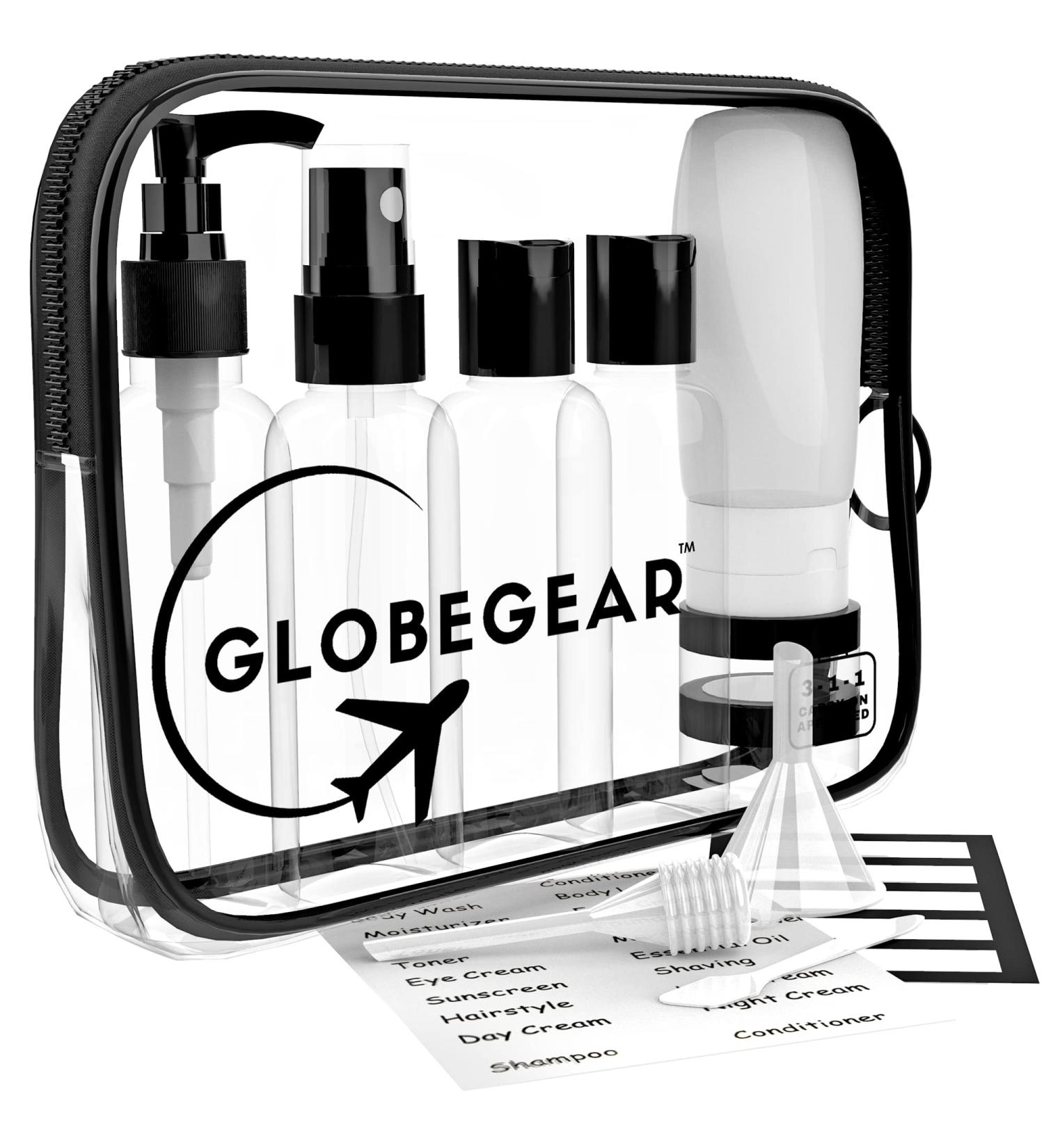 GLOBEGEAR Travel Bottles & TSA Approved Toiletry Bag Set (Model GG1) - Vacation & Airplane Travel Essentials - Buy Online on GoSupps.com