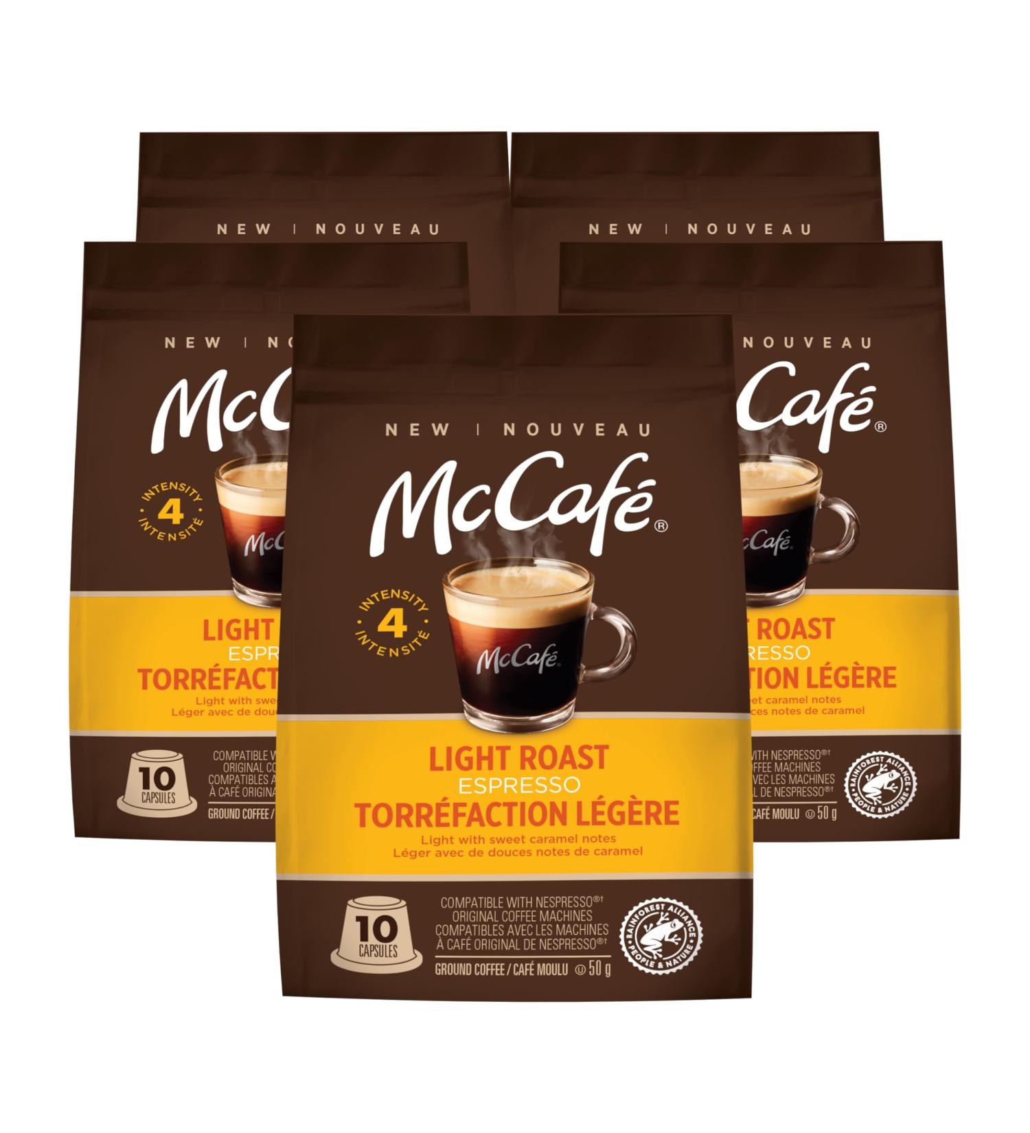 McCaf Light Roast Espresso Coffee Capsules Capsules Compatible with Nespresso's Original Range 50 Count Light Roast 10 count (Pack of 5) - Buy Online on GoSupps.com