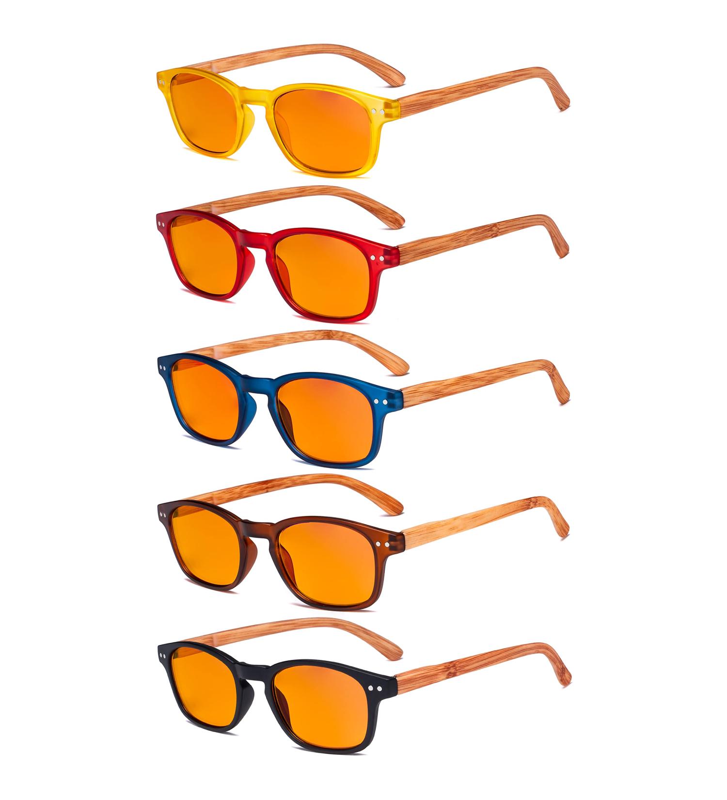 Eyekepper Blue Light Blocking Readers 5 Pack Bamboo Wood Design Orange Tinted Lenses +1.50 Strength - Buy Online on GoSupps.com