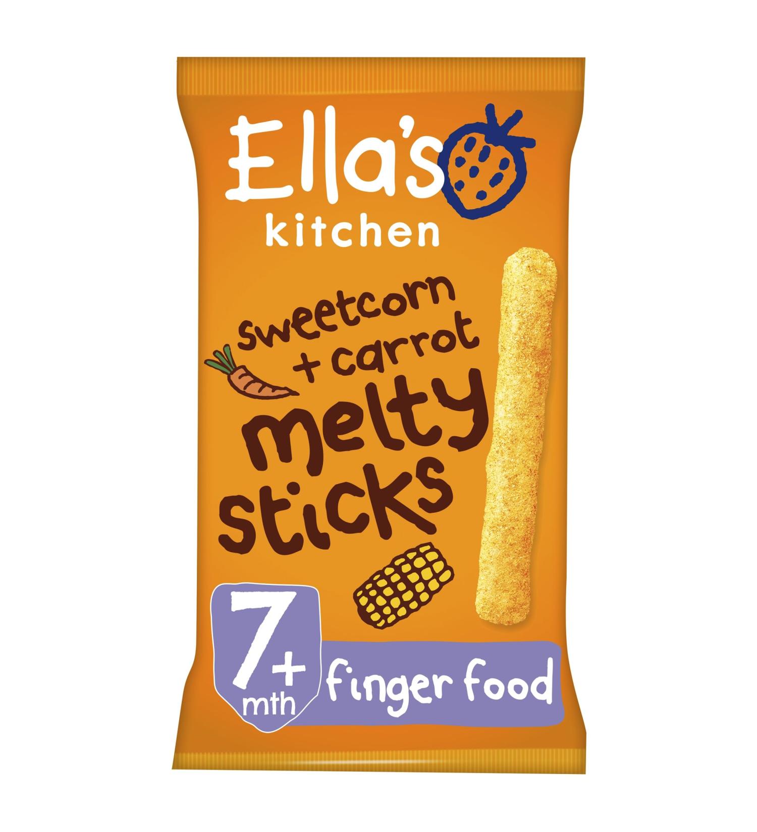 Ella's Kitchen Sweetcorn Carrot Melty Sticks 7 Months 16g - Organic Baby Snack - Buy Online on GoSupps.com
