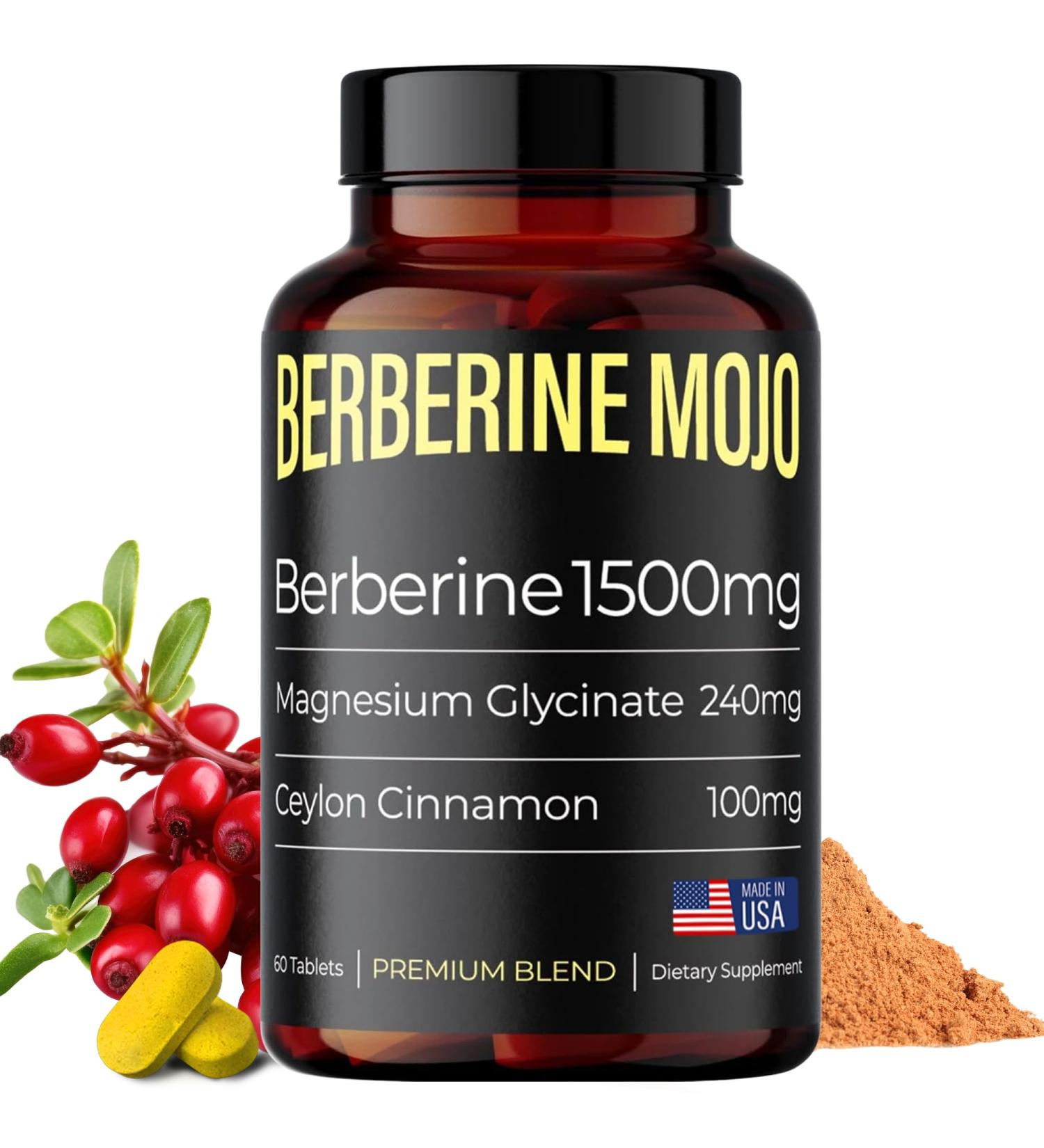Berberine Supplement 1500mg with Magnesium Glycinate & Ceylon Cinnamon - Gut Health & Weight Management - 60 Tablets - Buy Online on GoSupps.com