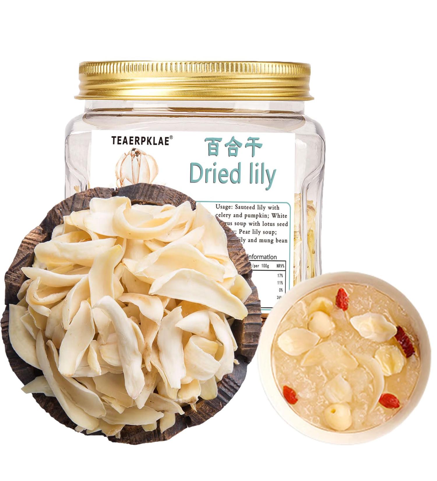 Dried Lily Bulb 100g dried lily bulb can be stewed with other kinds of dried foods like tremella longan lotus seed jujube medlar to create the healthy soup - Buy Online on GoSupps.com