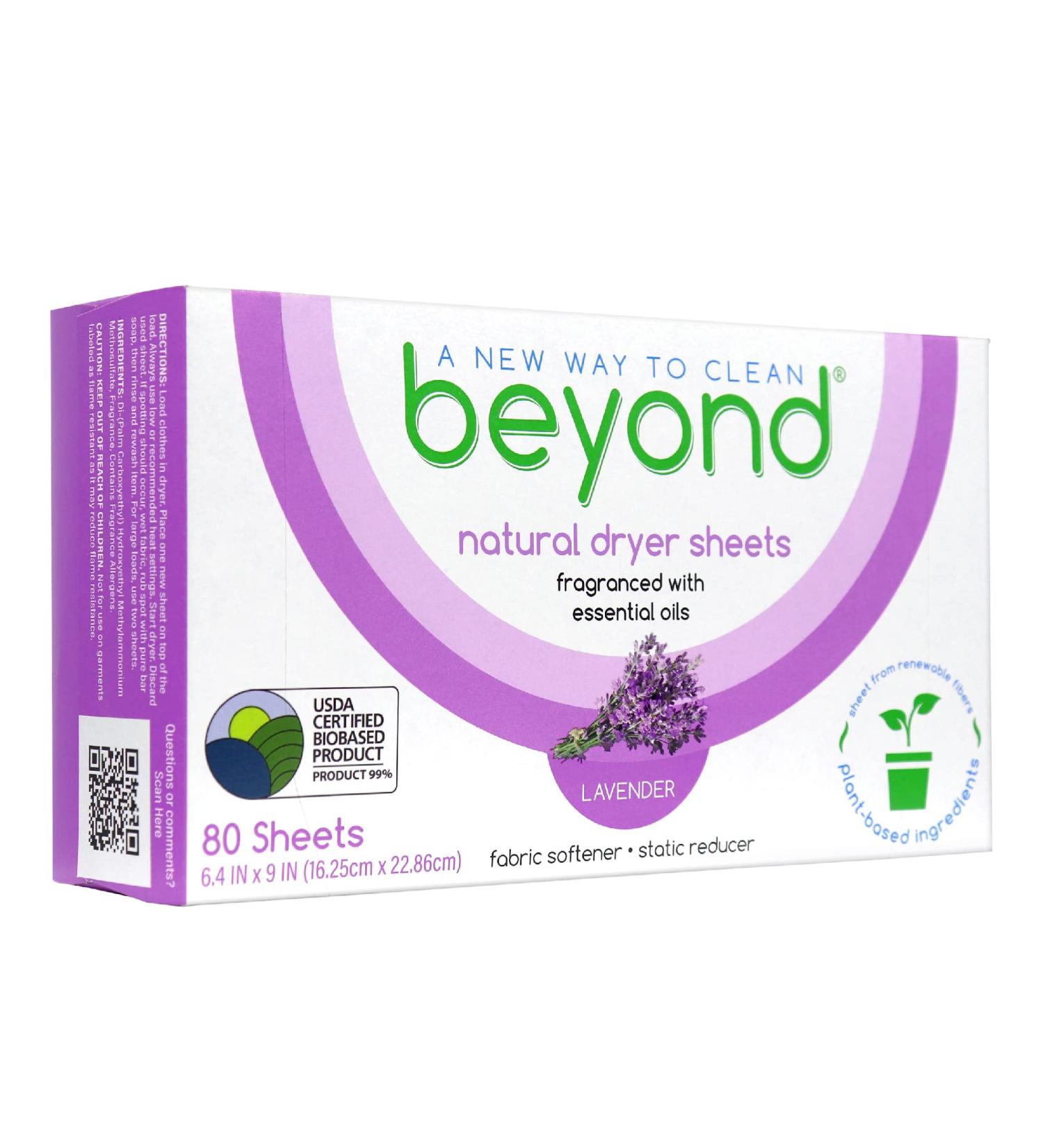 Beyond Natural Eco-Friendly Dryer Sheets - Recyclable Packaging - 80ct Box - Buy Online on GoSupps.com