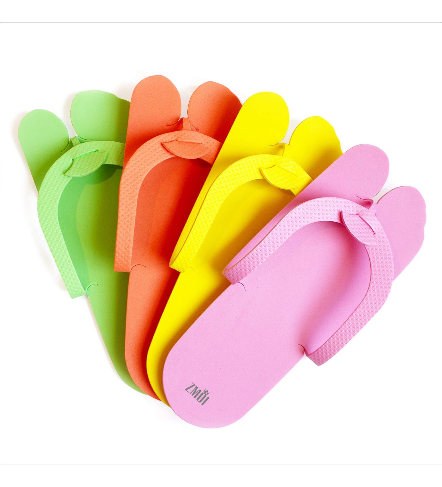 ZMOI Pedicure Slippers - 12 Pairs of Disposable Anti-Slip Flip Flops - One Size Fits All - Comfortable & Safe - 4 Colors - Ideal for Spa & Nail Salon - Buy Online on GoSupps.com