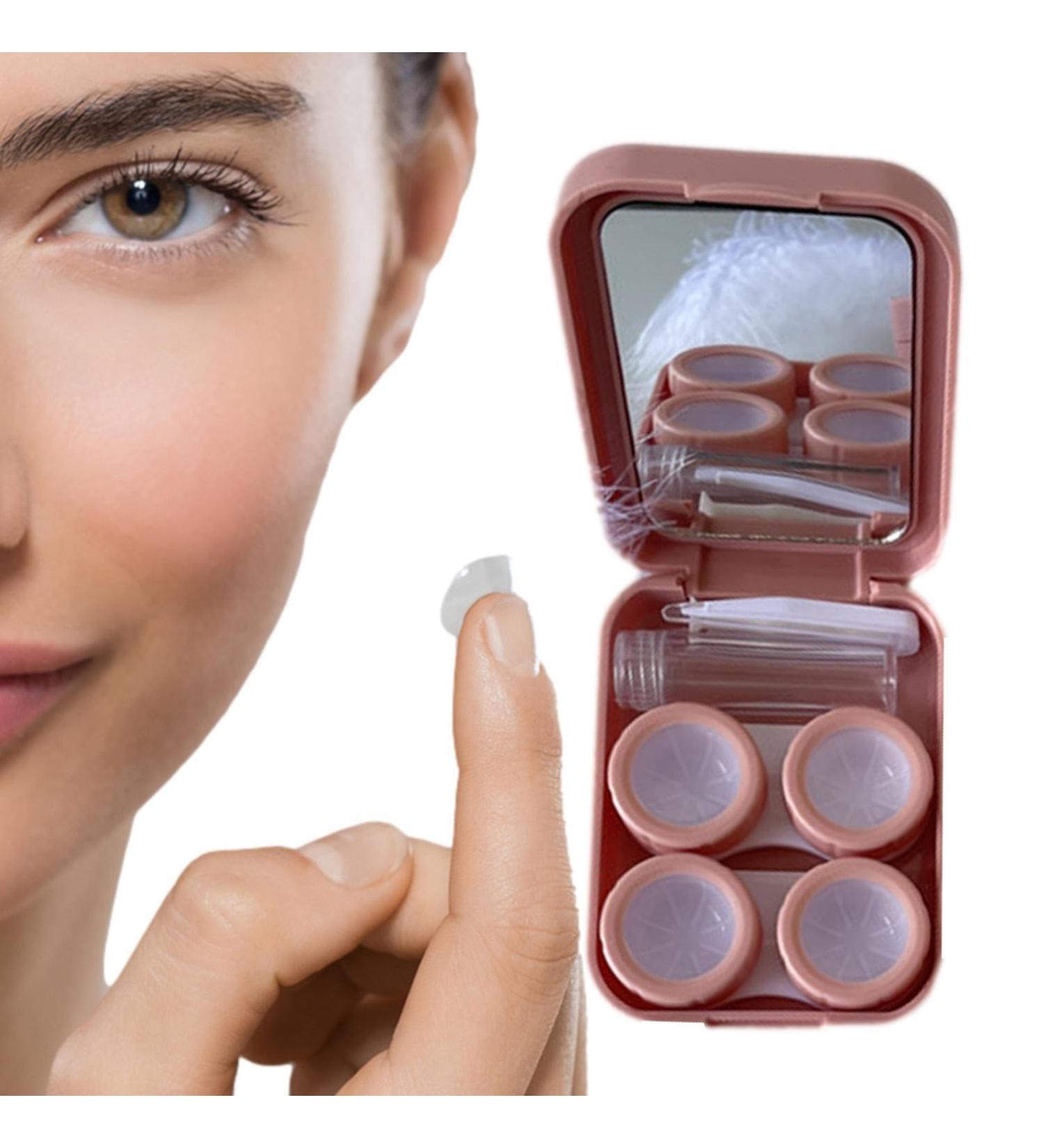 Pratvider Portable Contact Lens Travel Case - Soft Storage Box with Mirror Tweezers & Solution Bottle - Outdoor Pink - Buy Online on GoSupps.com