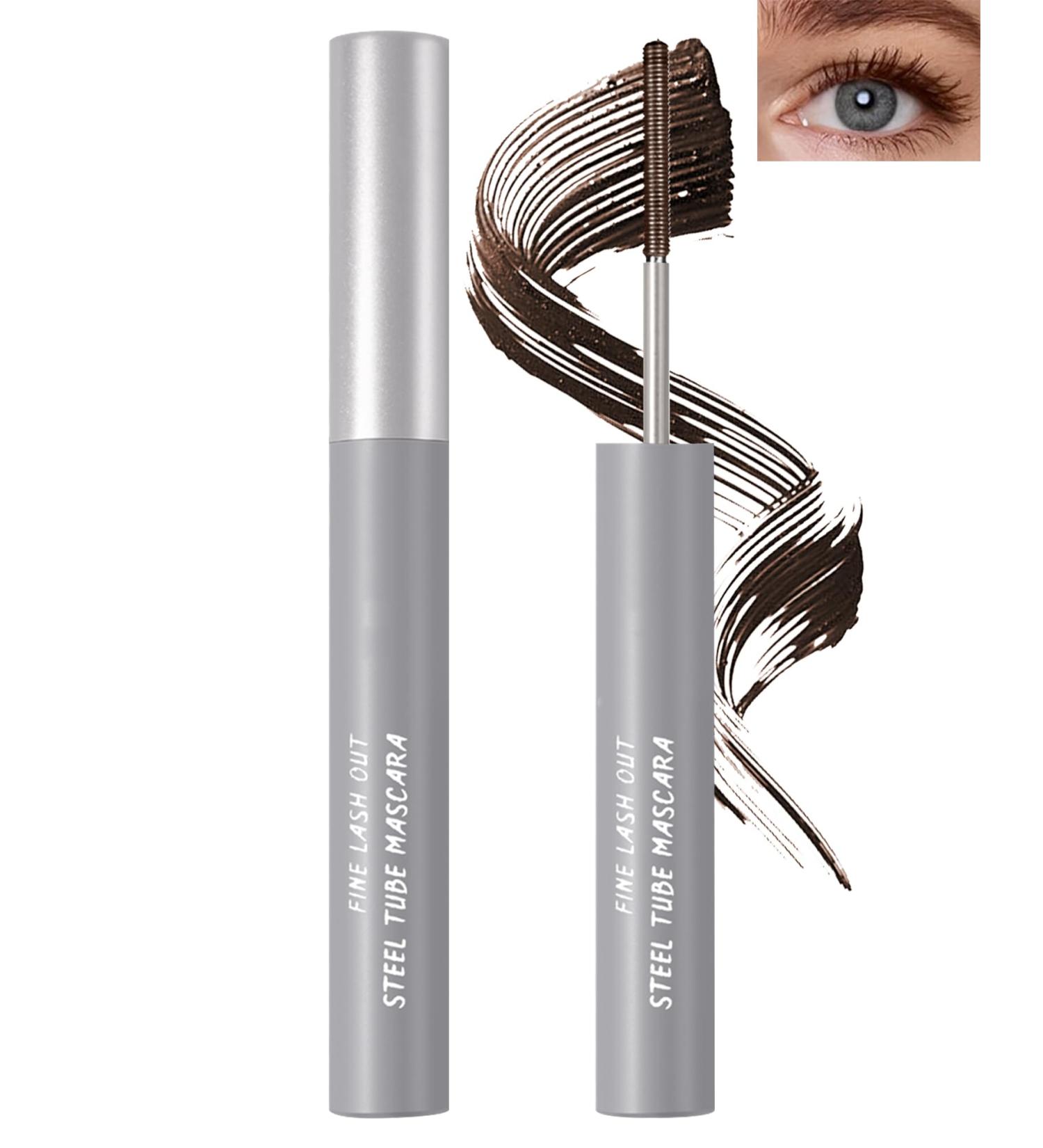 Washable Metal Rod 3D Mascara-1Pcs Waterproof Brown Tubing Mascara Volume and Length Long Lasting Smudge-proof Curling Eyelash Iron Brush Wand Mascara Christmas Makeup Gift for Women-02 Brown 1pcs Brown - Buy Online on GoSupps.com