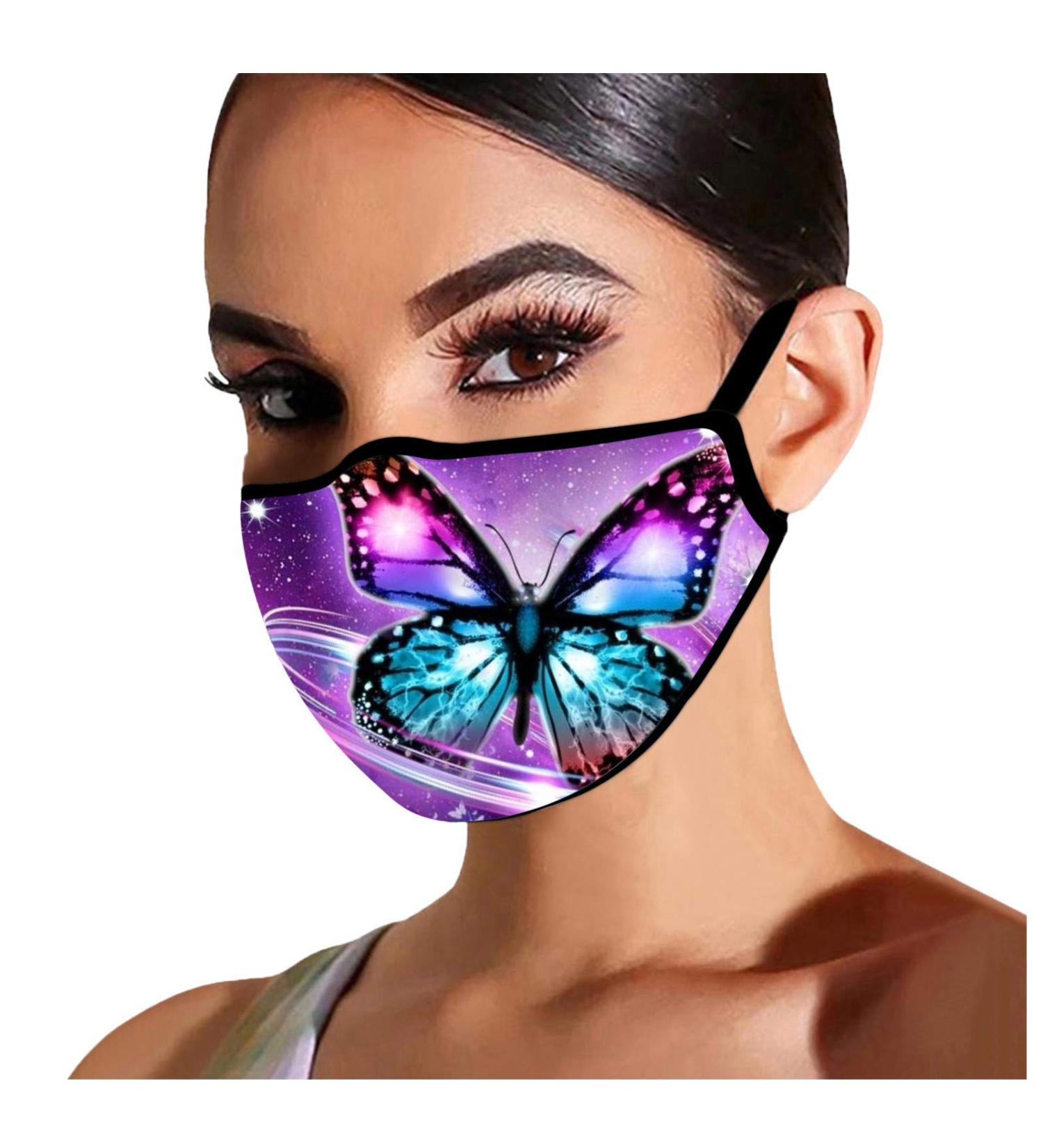 Riou Women's Butterfly Motif Face Mask & Scarf - Washable Fabric Mouth & Nose Protection | Multifunctional Stylish Accessory - Buy Online on GoSupps.com