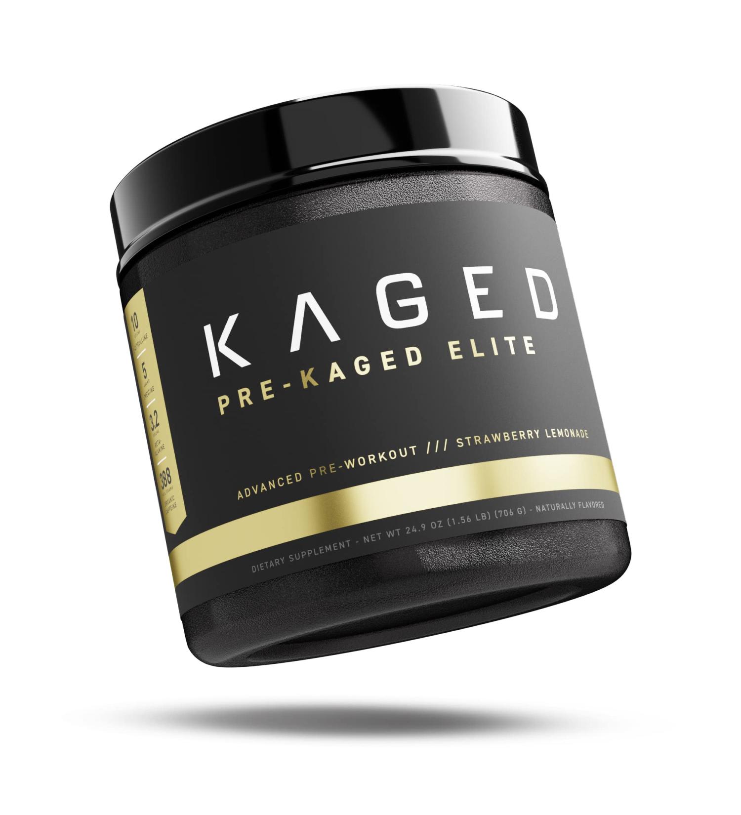 Pre-KAGED Elite Pre Workout Powder - High Stimulant Energy for Men & Women | Focus, Pumps & Performance with L-Citrulline & Caffeine - Strawberry Lemonade - Buy Online on GoSupps.com