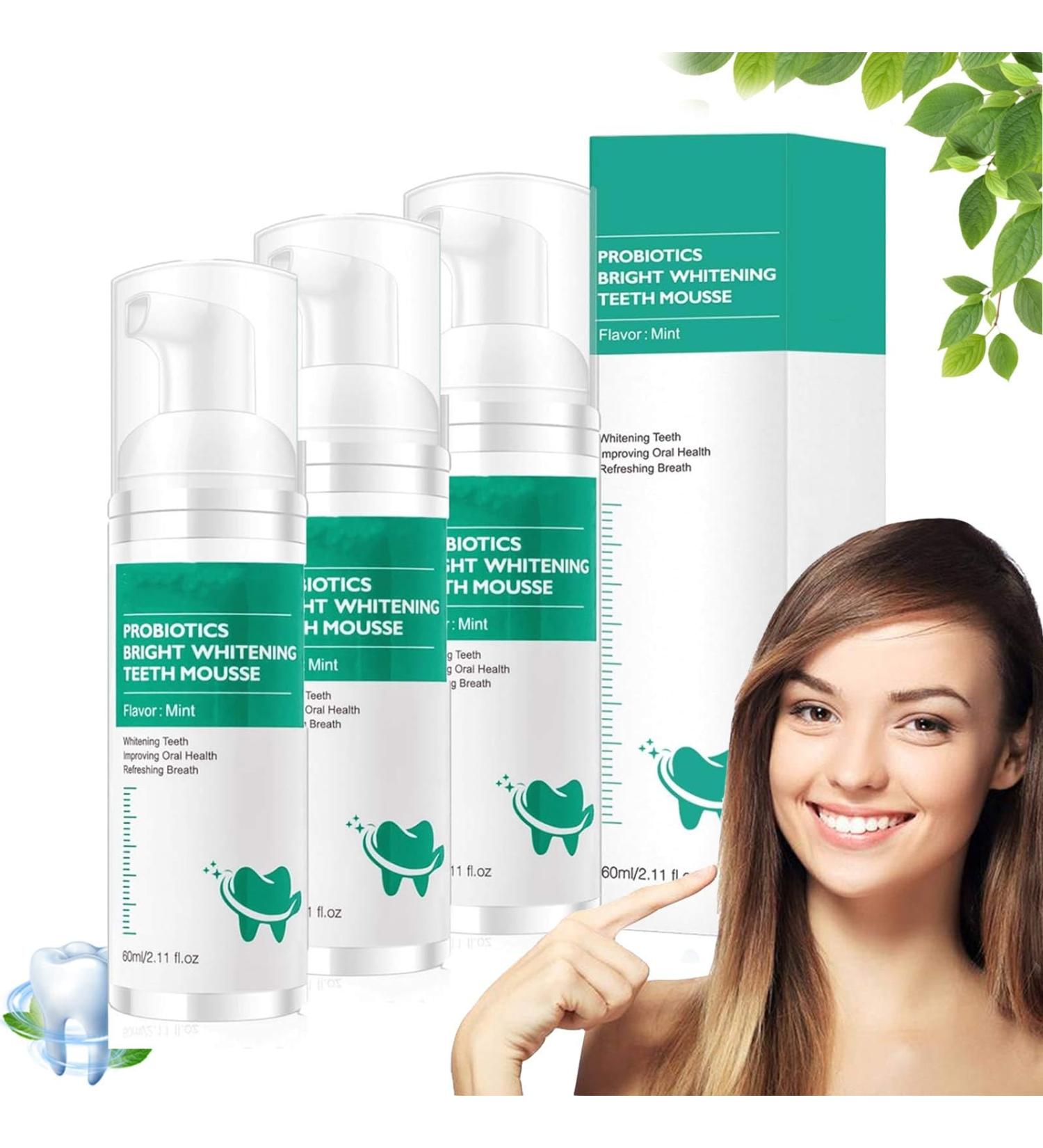 Probiotics Bright Whitening Teeth Mousse | Herbal Oral Repair & Deep Cleaning Mouthwash Foam - 3PC Set for Fresh Breath - Buy Online on GoSupps.com