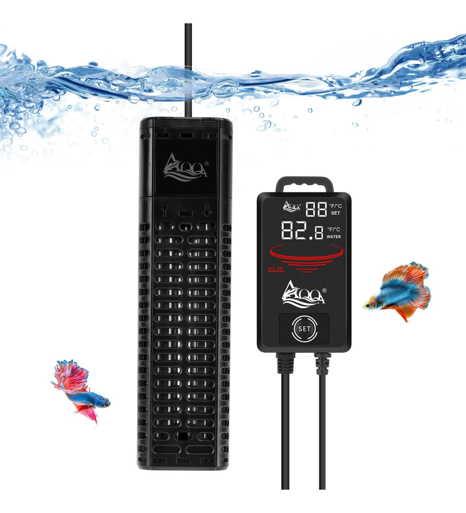 AQQA Aquarium Heater 300W/500W/800W/1000W/1200W - LED Display Over-Temperature Protection for Fresh & Saltwater - Ideal for 500-1000L Aquariums - Buy Online on GoSupps.com