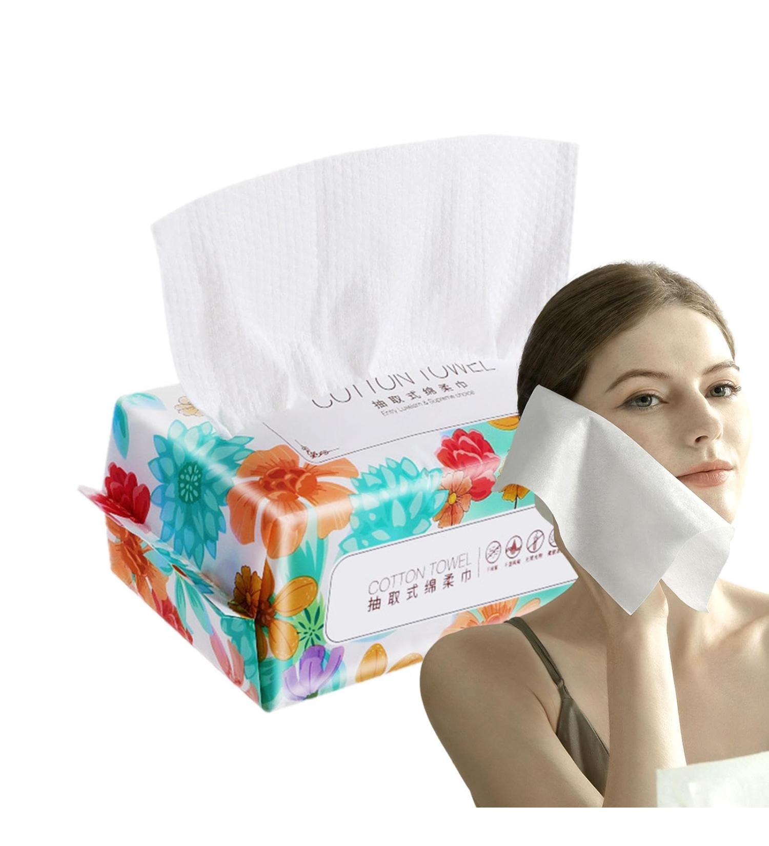 Soft Cotton Tissue | Thick Face Towel with Pearl Pattern Design | Hygienic Face Tissue Safe Cotton Wipes for Sensitive Skin Makeup Remover for Adults - Buy Online on GoSupps.com