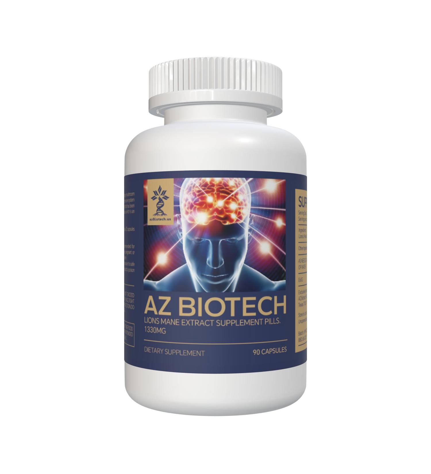 AZ BIOTECH Lions Mane Mushroom Extract Cognition Capsules (90 Capsules) Lions Mane Mushroom Powder Extract Brain Supplement Brain Vitamins Focus Supplement - Buy Online on GoSupps.com