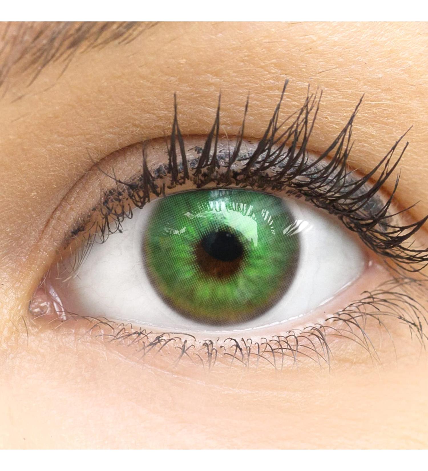 Colored Monthly Contact Lenses - Cagliari Green - Soft Hydrogel 0.0 Dioptria Includes Lens Container - 2 Pieces - Buy Online on GoSupps.com