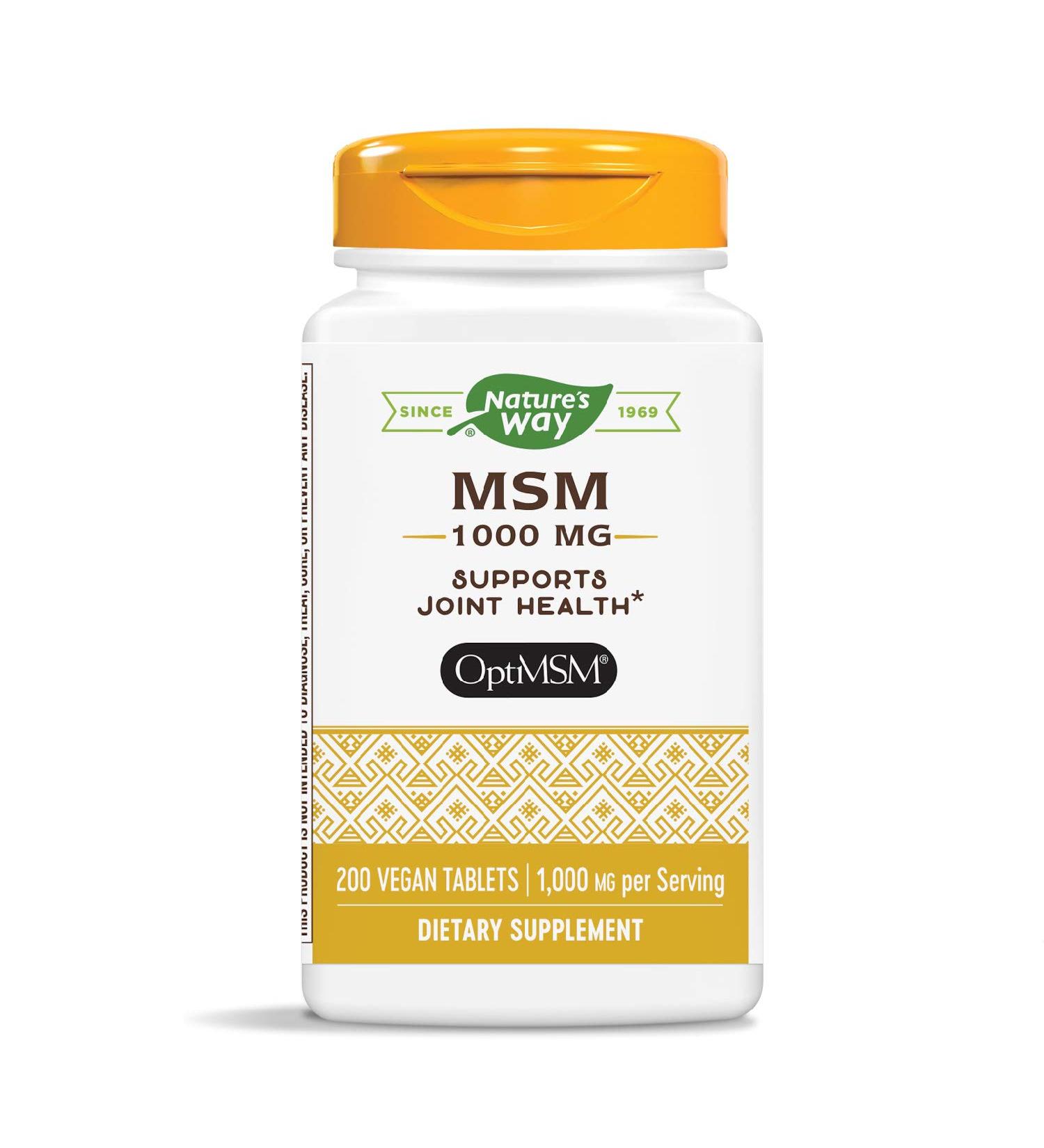 Nature's Way MSM 1000mg Tablets - 200 Count Pack | Joint Health Support - Buy Online on GoSupps.com