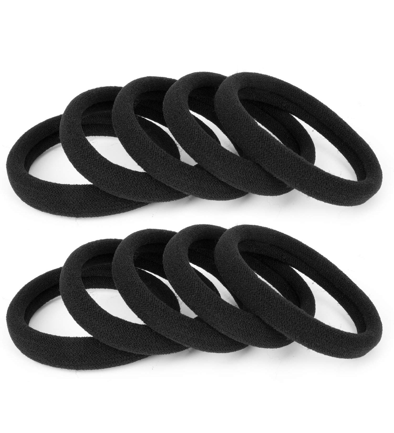 100PCS Large Black Hair Ties | Thick Cotton Seamless Ponytail Holders | Hair Elastics for Thick, Heavy, and Curly Hair | 2 Inch Diameter | by BAOLI - Buy Online on GoSupps.com