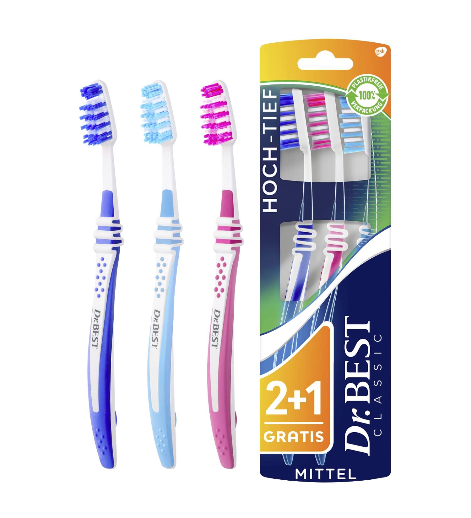 Dr. Best Hoch-Deep Toothbrush - Medium Benefit Pack (2+1 Free) | Optimal Oral Care & Interdental Cleaning - Buy Online on GoSupps.com