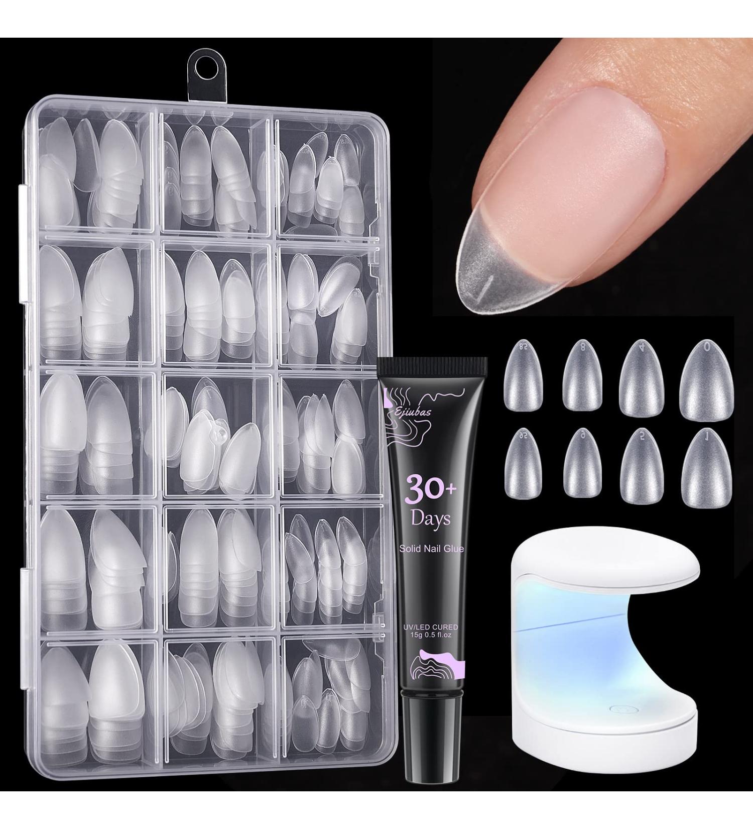 300PCS Short Almond Gel Nail Kit with Lamp - Ejiubas Gel Nail Tips, Glue & Extensions - Buy Online on GoSupps.com