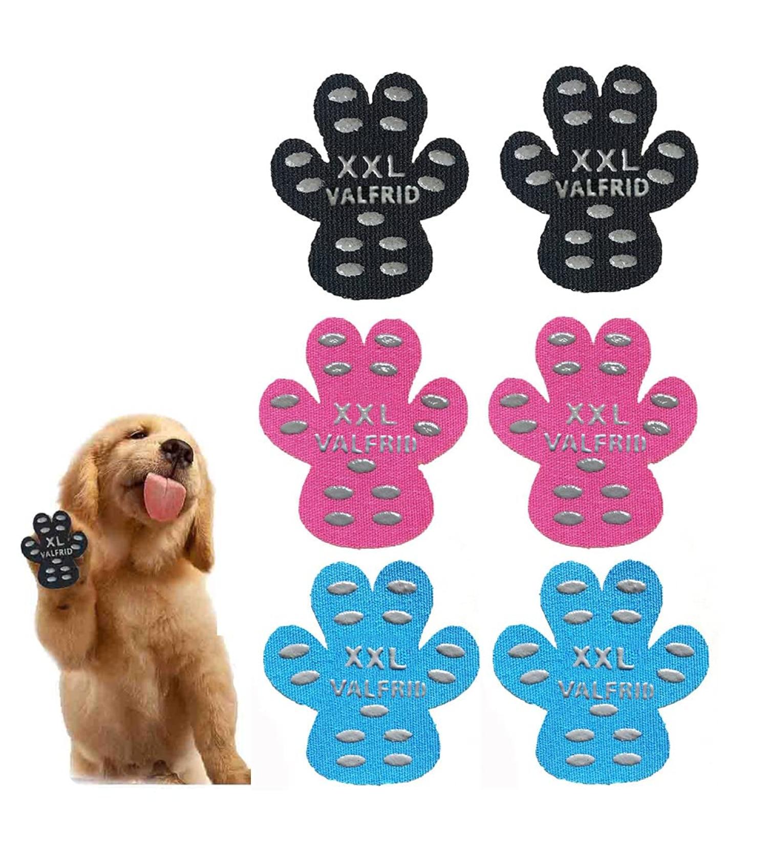 Valfrid Anti-Slip Paw Protection for Dogs - 48 Pcs Self-Adhesive Silicone Gel Dog Shoes | Multicolor XXL (6.3*7cm) | Enhanced Non-Slip Traction for Dogs 27.1-36kg - Buy Online on GoSupps.com