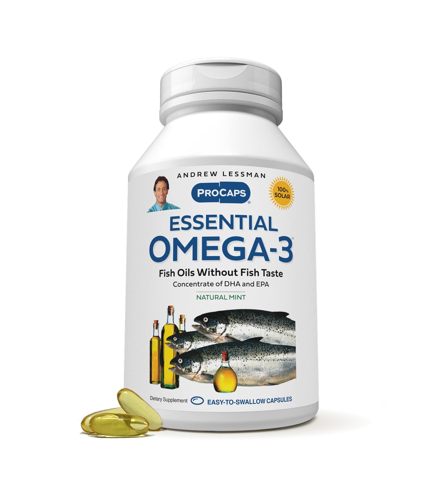 ANDREW LESSMAN Essential Omega-3 Mint - 60 Softgels - Ultra-Pure High Potency Omega-3 Oils. High DHA No Stomach Upset No Contaminants No Mercury. Small Easy to Swallow Softgels 60 Count (Pack of 1) - Buy Online on GoSupps.com