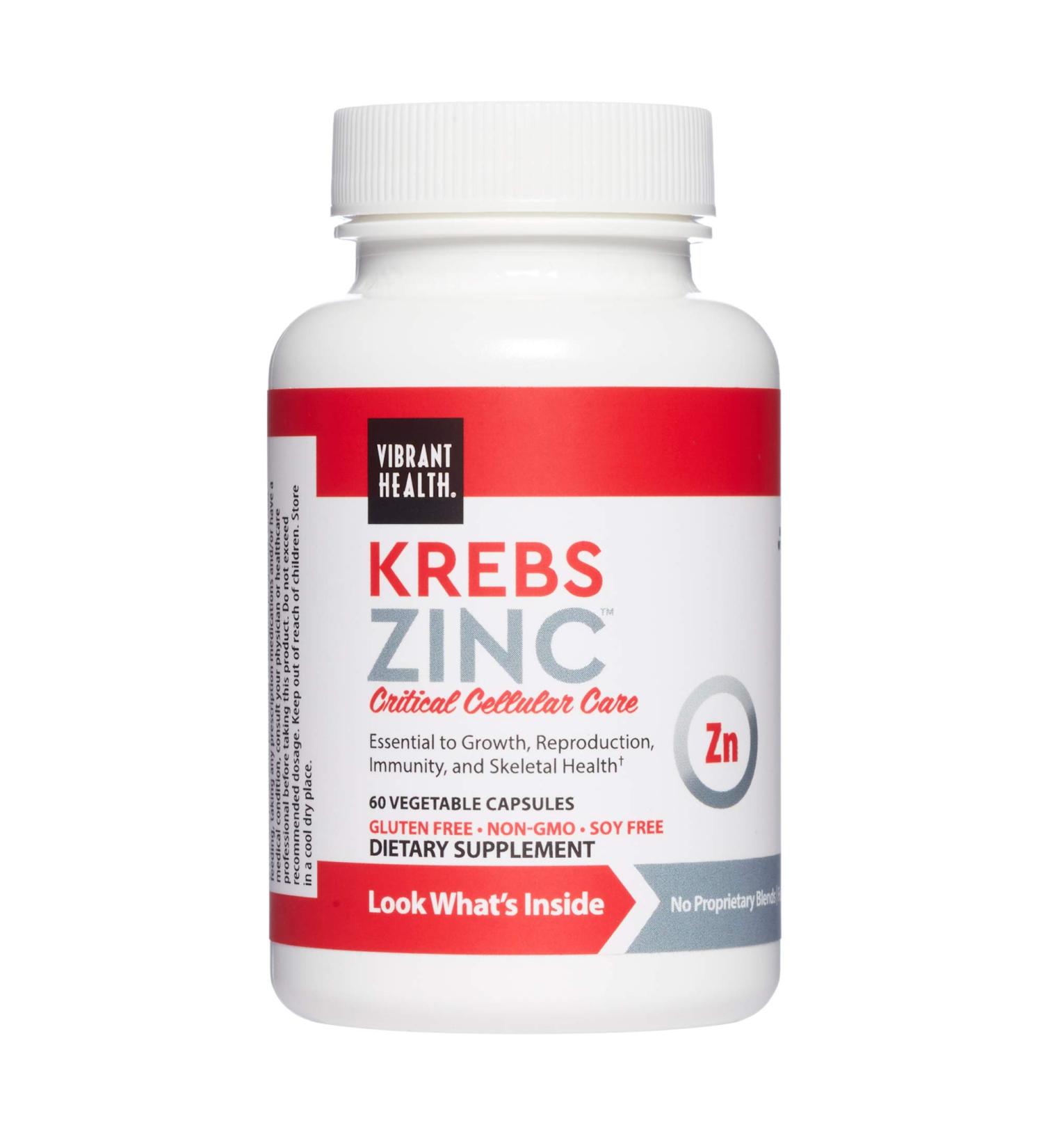 Vibrant Health Krebs Zinc 60 Vegetable Capsules - Immune Support & Vitality - Buy Online on GoSupps.com