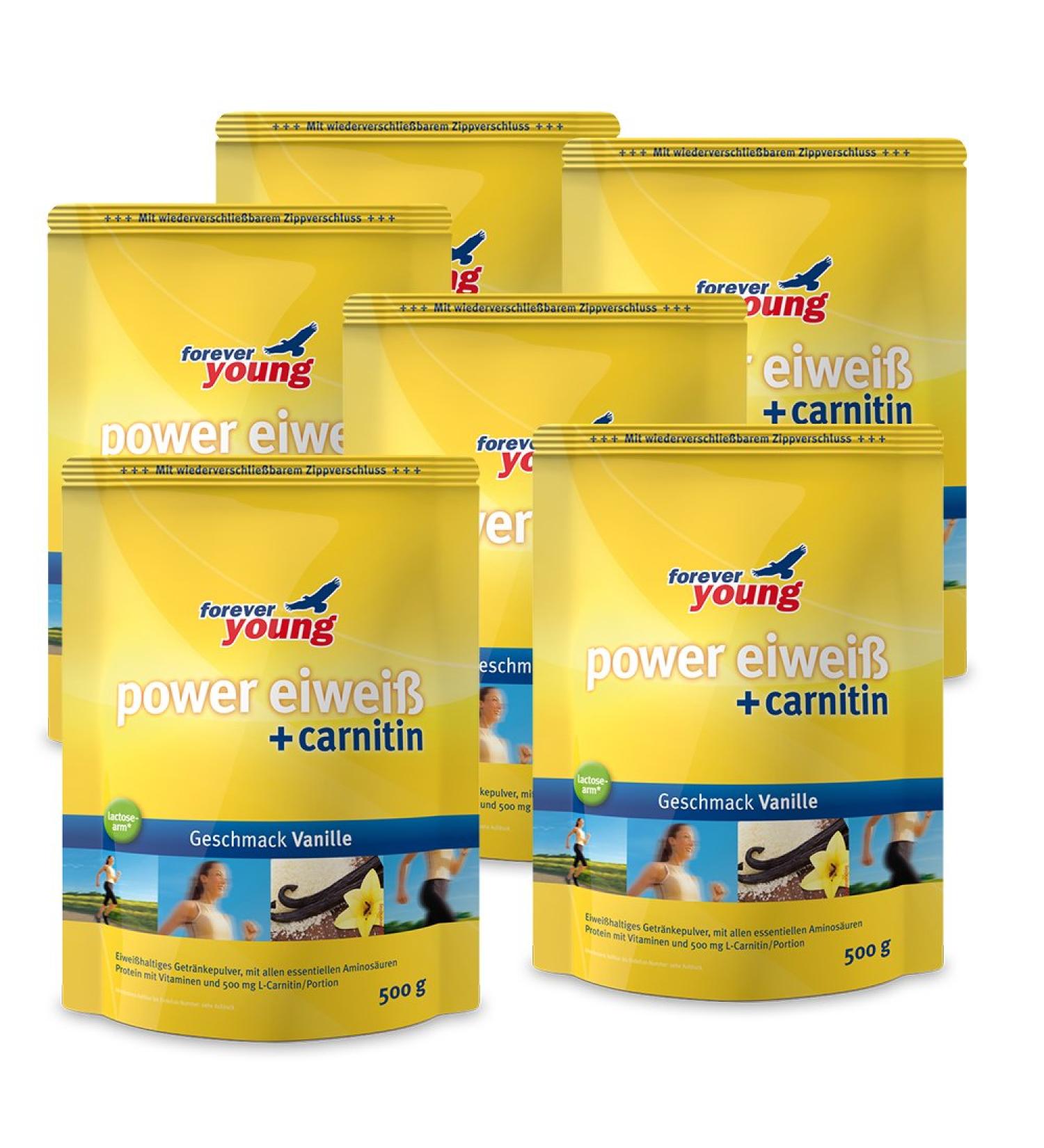 Forever Young Power Protein + Carnitine 6 x 500g bags vanilla
