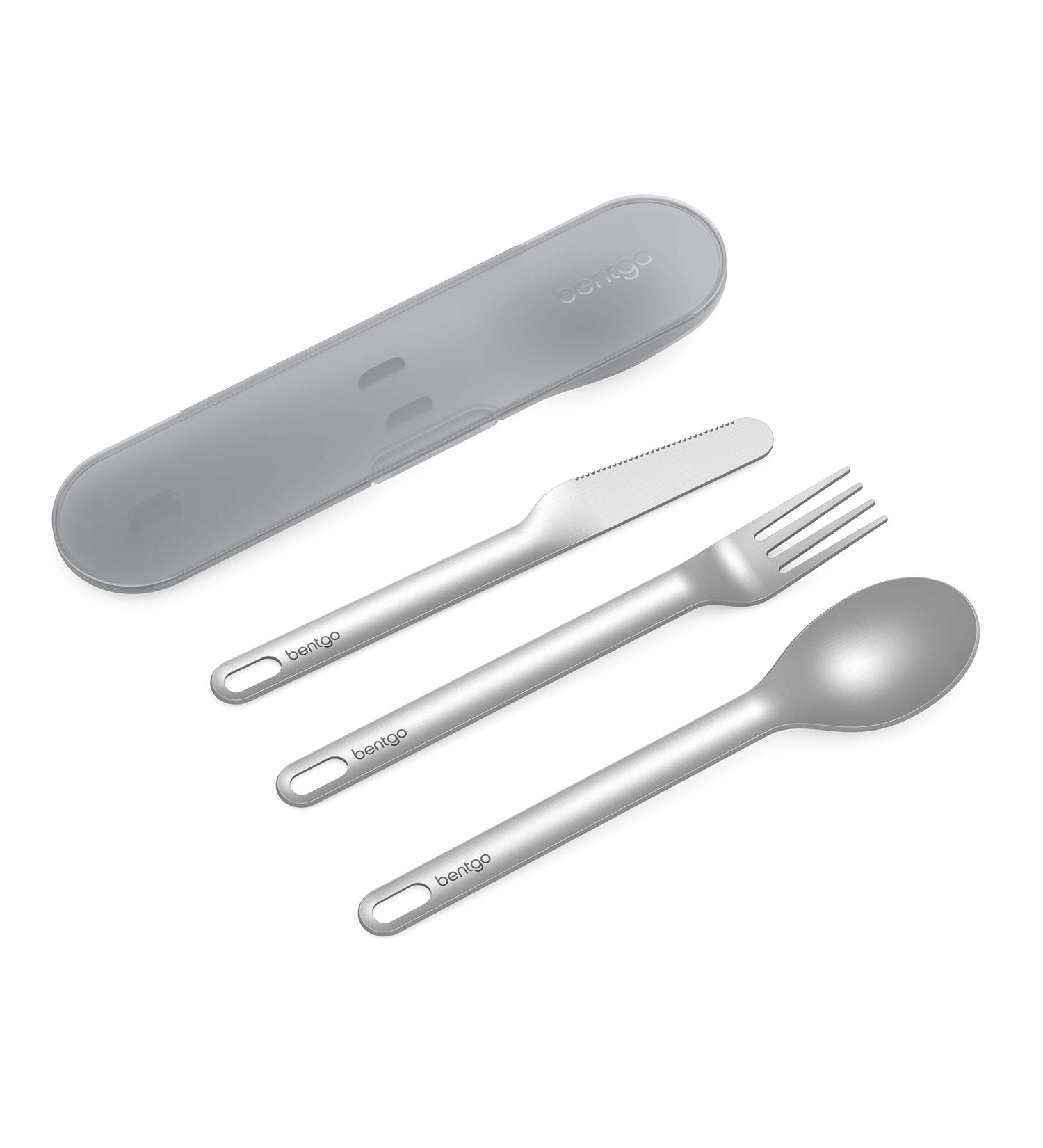 Bentgo Stainless Travel Utensil Set - Reusable 3-Piece Silverware Set with Carrying Case - Eco-Friendly & BPA-Free - Ideal for Travel, Camping, Office - High-Grade Premium Steel (Gray) - Buy Online on GoSupps.com
