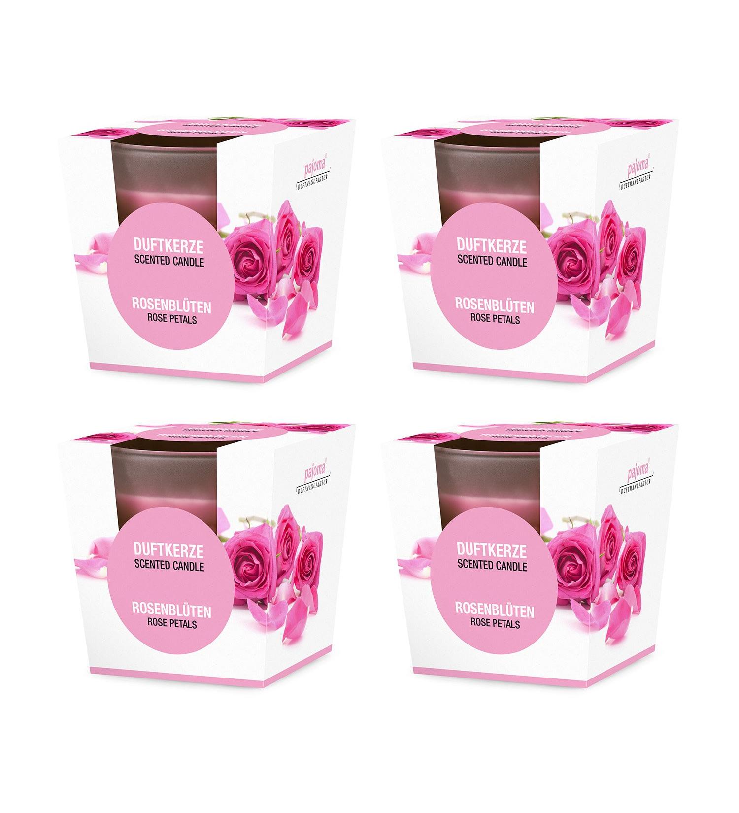Pajoma Fragrance Candle Set - 4 Rose Flower Candles in Satin Glass | 120g Each 25-Hour Burn Time | Premium Gift Packaging - Buy Online on GoSupps.com