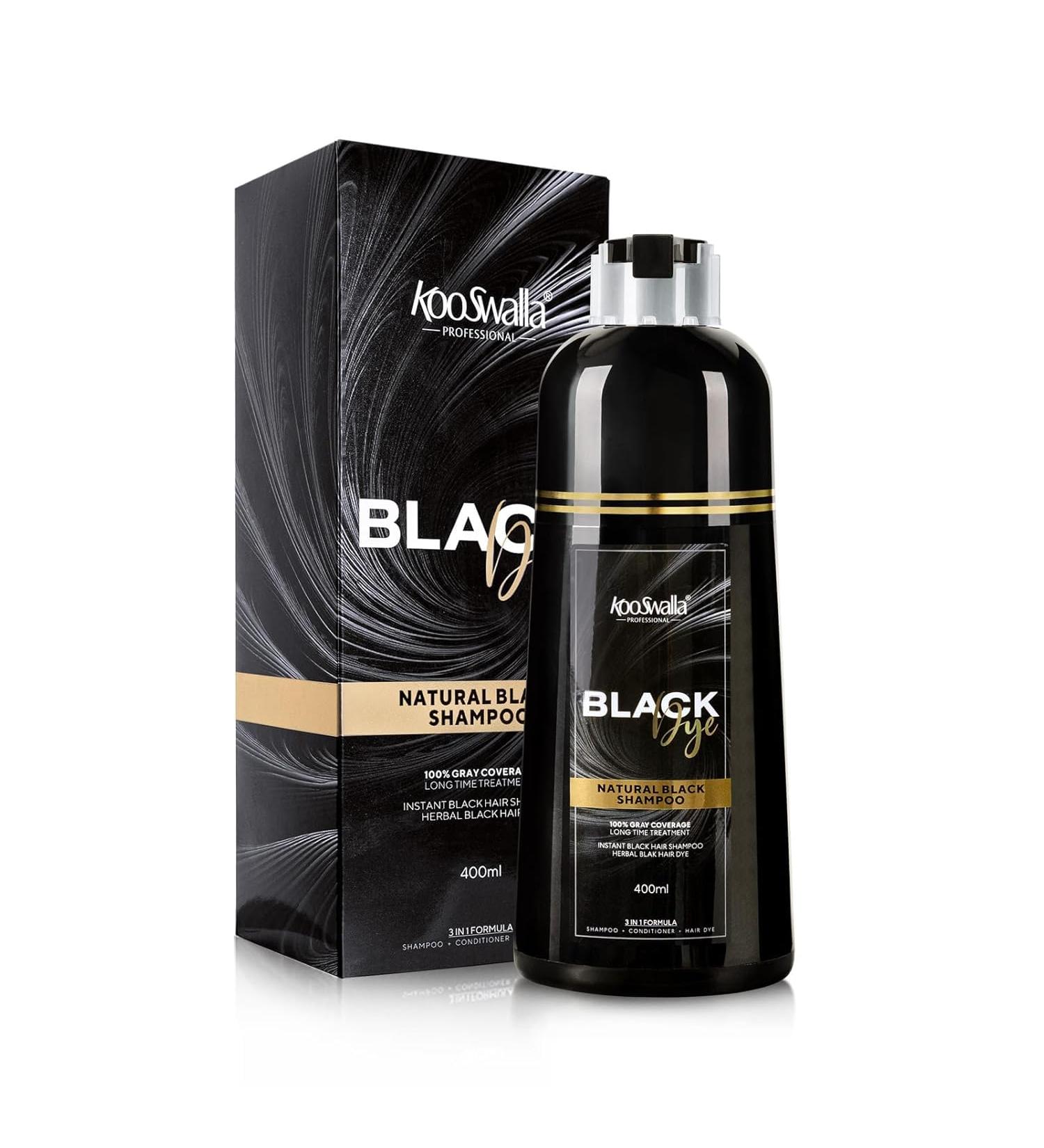 Kooswalla Black Magic Shampoo 400ml | 3-in-1 Natural Formula | 100% Gray Coverage - International Shipping Available - Buy Online on GoSupps.com