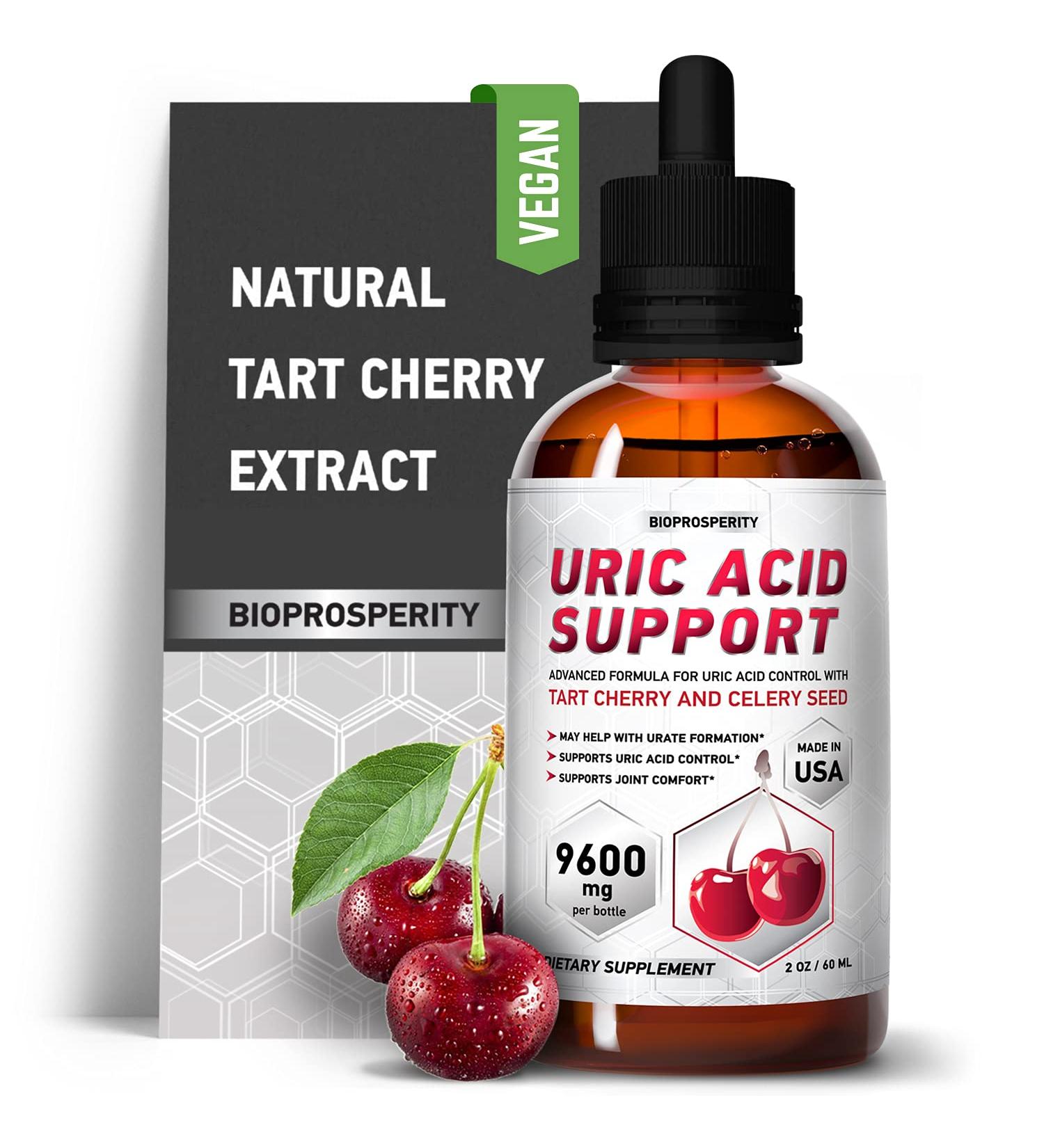 Uric Acid Support with Tart Cherry Extract - Liquid Supplement for Joint Health, Kidney Function, and Pain Relief - 2 Fl Oz - Buy Online on GoSupps.com