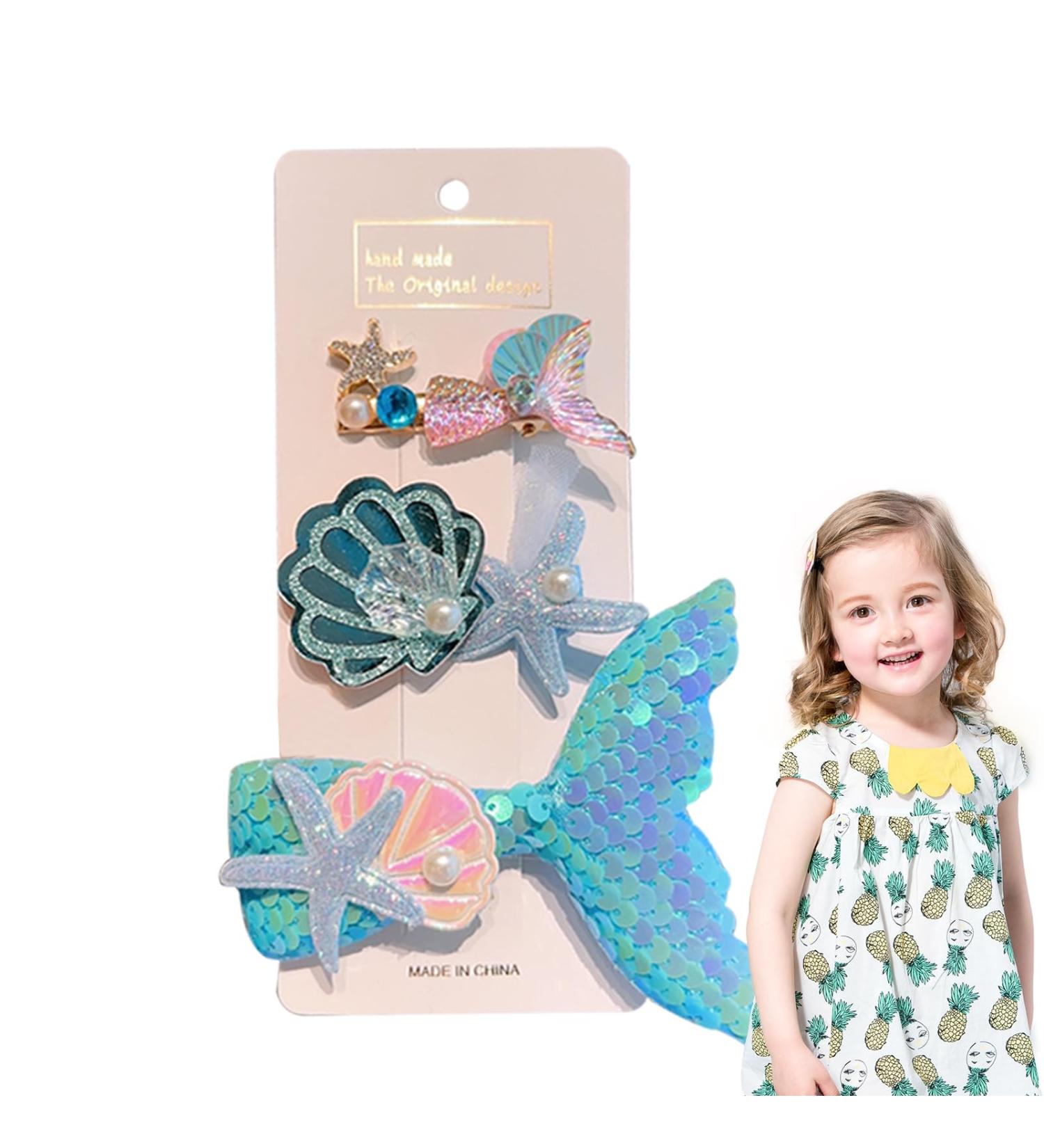 Women Mermaid Headwear Mermaid Hair Accessories | Seashell Hair Clips with Hair Bows Hairpin Princess Headwear for Mermaid Costume Accessories Women and Cosplay Props 5# Blue Fishtail Suit - Buy Online on GoSupps.com