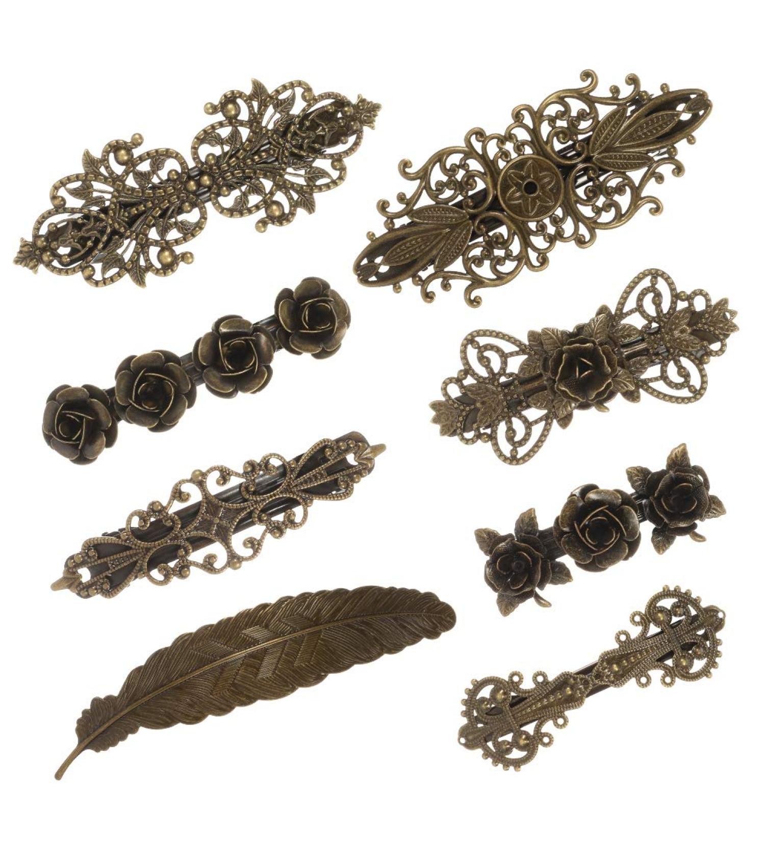 Baring 8 Pcs Vintage Metal Hair Barrettes Vintage Bronze Hair Clips Retro French Barrette Women Hair Clips Retro for Women Girls Gift - Buy Online on GoSupps.com