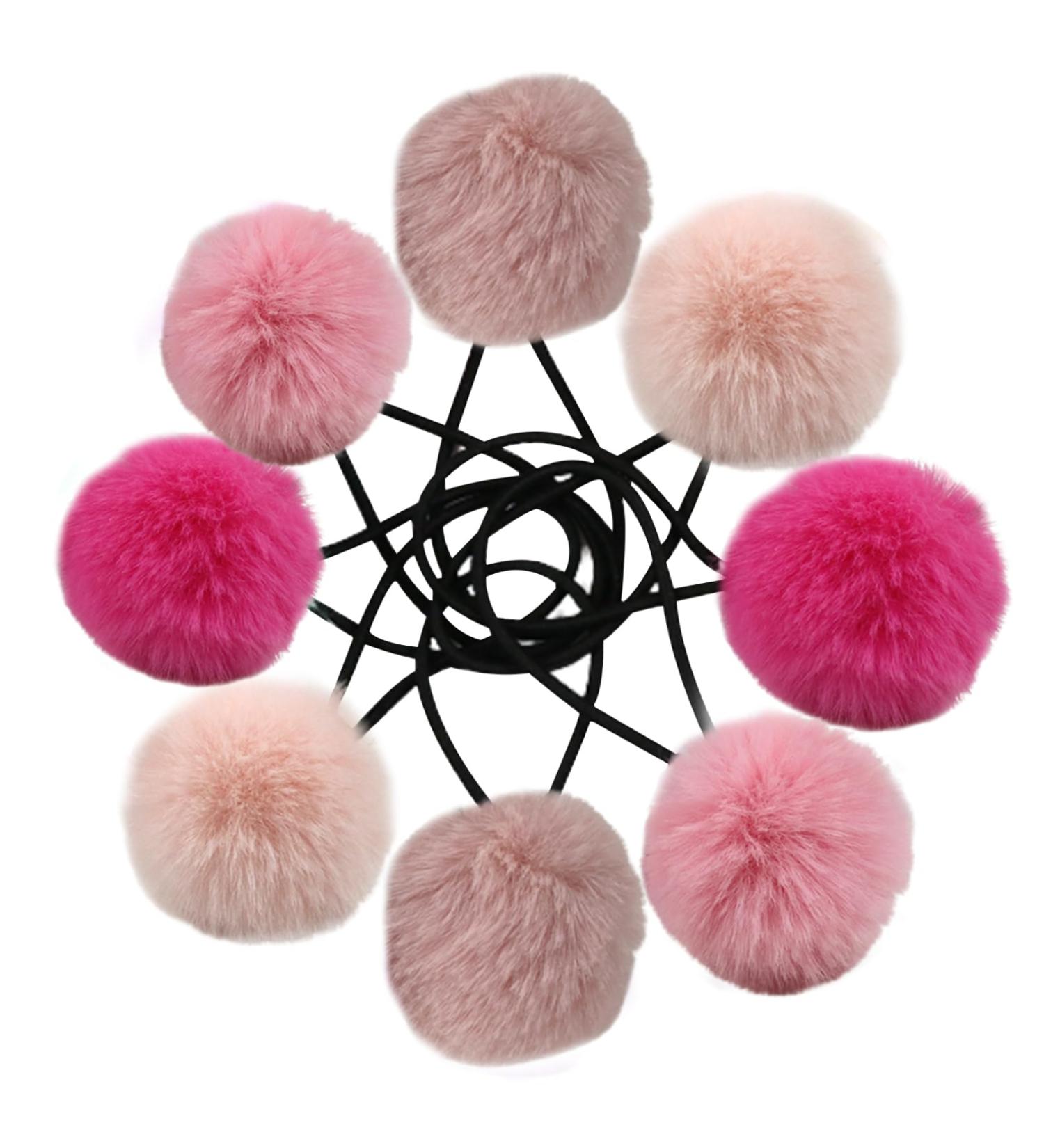 4 Pairs Fur Hair Bobbles for Girls Cute Hair Ties with Fur Ball Elastic Ponytail Holders Hair Band for Girls Hair Accessories - Buy Online on GoSupps.com