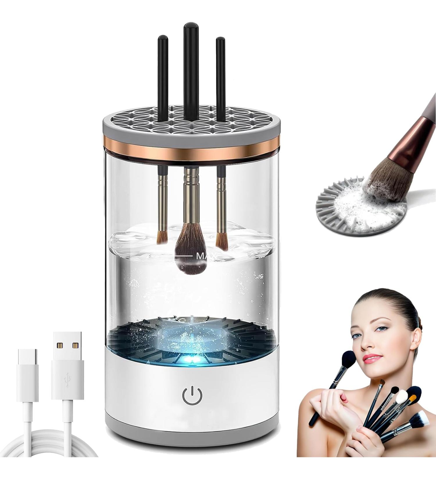 Electric Cosmetic Brush Cleaner - Rechargeable & Efficient | All Size Makeup Brushes & Tools | White - Buy Online on GoSupps.com