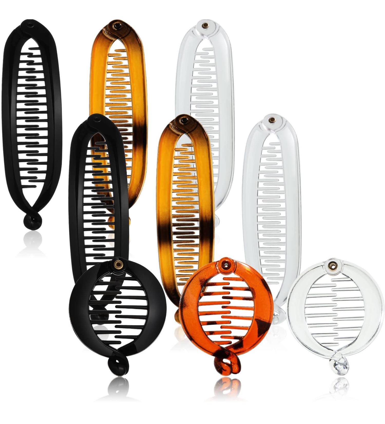 9-Piece French Banana Clip Hair Comb Set for Women - Black, Tortoise & Transparent Styles - Interlocking Styling Accessories - Buy Online on GoSupps.com
