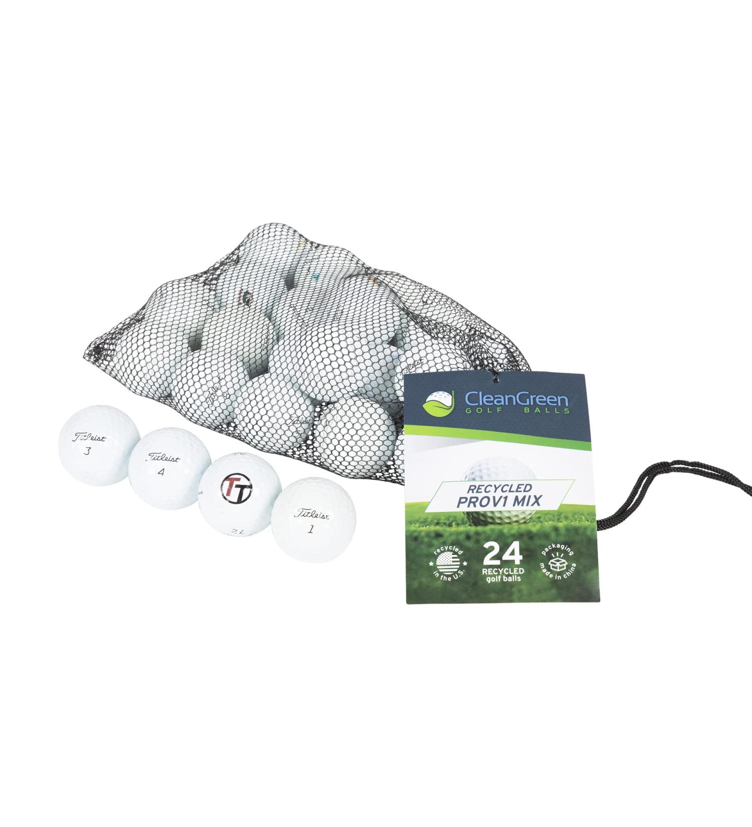 Clean Green Golf Balls 24 for Titleist Pro V1 - Recycled Mix with Bulk Bag - Men and Women - Buy Online on GoSupps.com