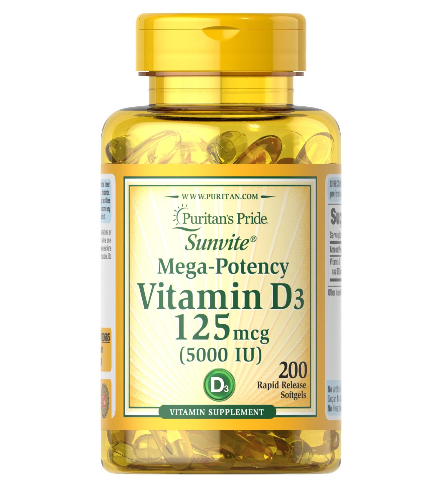 Vitamin D3 5000 IU for Immune System Support and Strong Bones - 200 Softgels - Buy Online on GoSupps.com