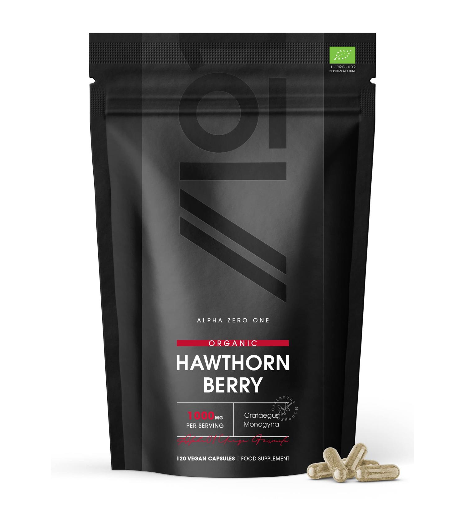Organic Hawthorn Berry 1000mg - 120 Vegan Capsules | Pure Non-GMO Gluten-Free Halal Certified Organic - Shop Now! - Buy Online on GoSupps.com