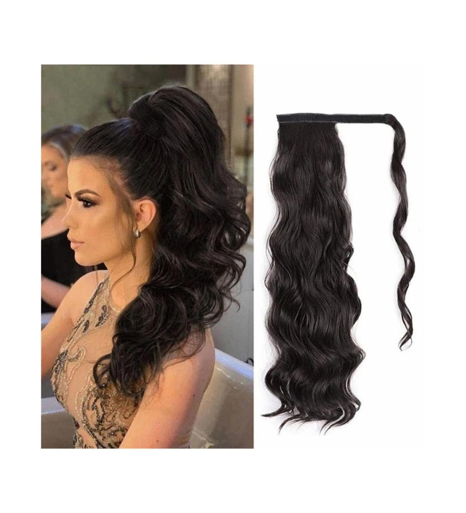 Braid Hair Extension 8-24" Human Hair Ponytail Extensions Wrap Around Long Ponytail Hairpiece Remy Human Hair Clip in Wavy Ponytail Hair Extensions for Women Braid Ponytail Extension (Color : Wrap 18inches Wrap on ponytail - Buy Online on GoSupps.com