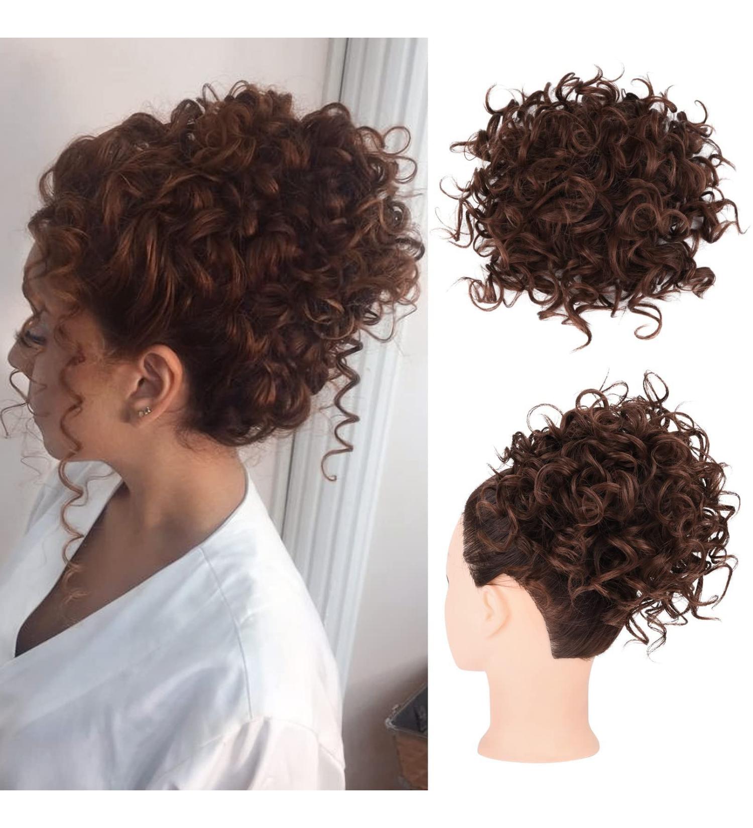 Rpeixya Dark Brown Hair Bun with Elastic Cord - Stylish Curly Ponytail Chignon for Women and Girls - Buy Online on GoSupps.com