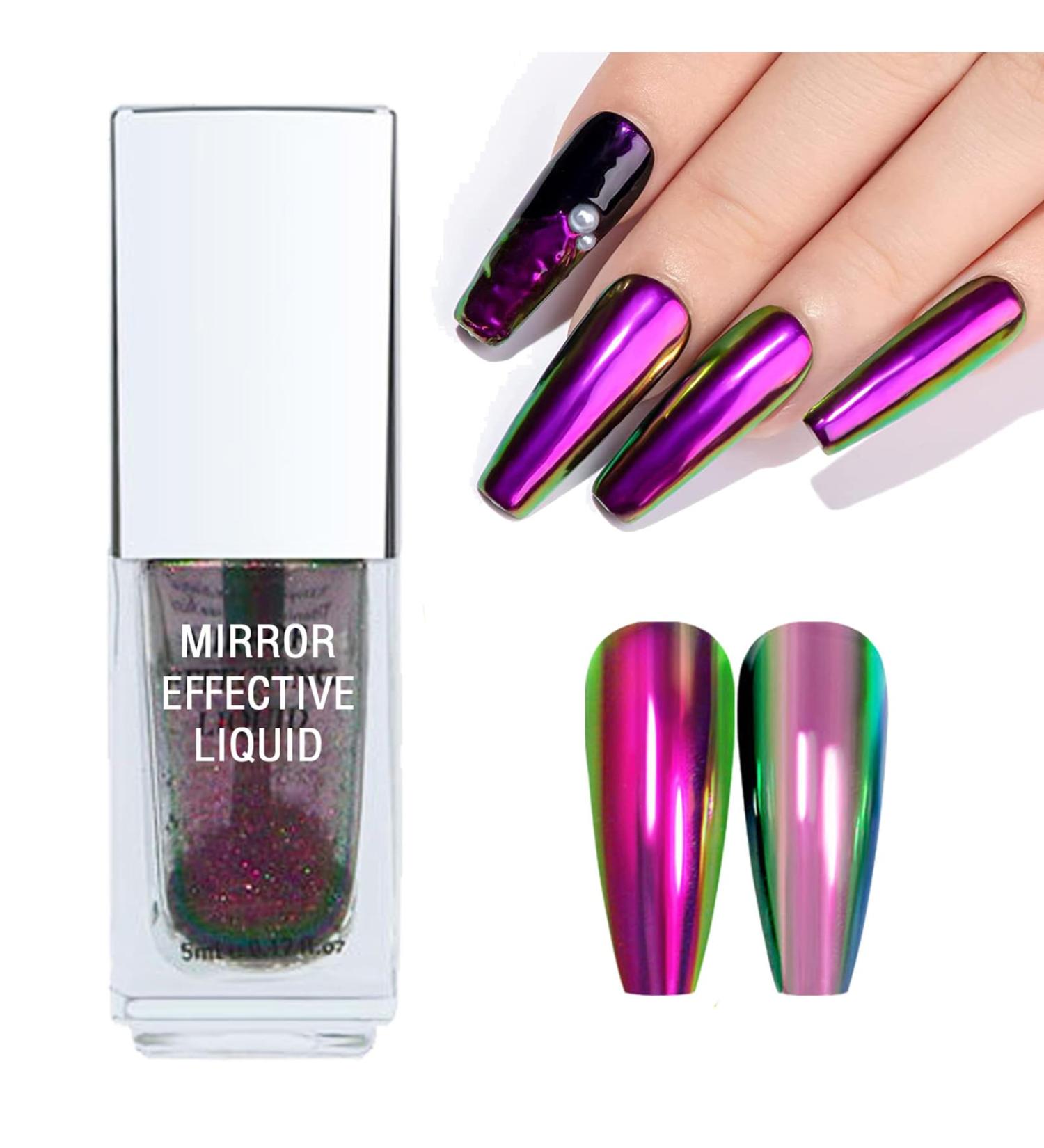 Chrome Nail Powder Aurora Shell Liquid Pigment - Holographic Glitter Dust for Nail Art (5ml) - Buy Online on GoSupps.com