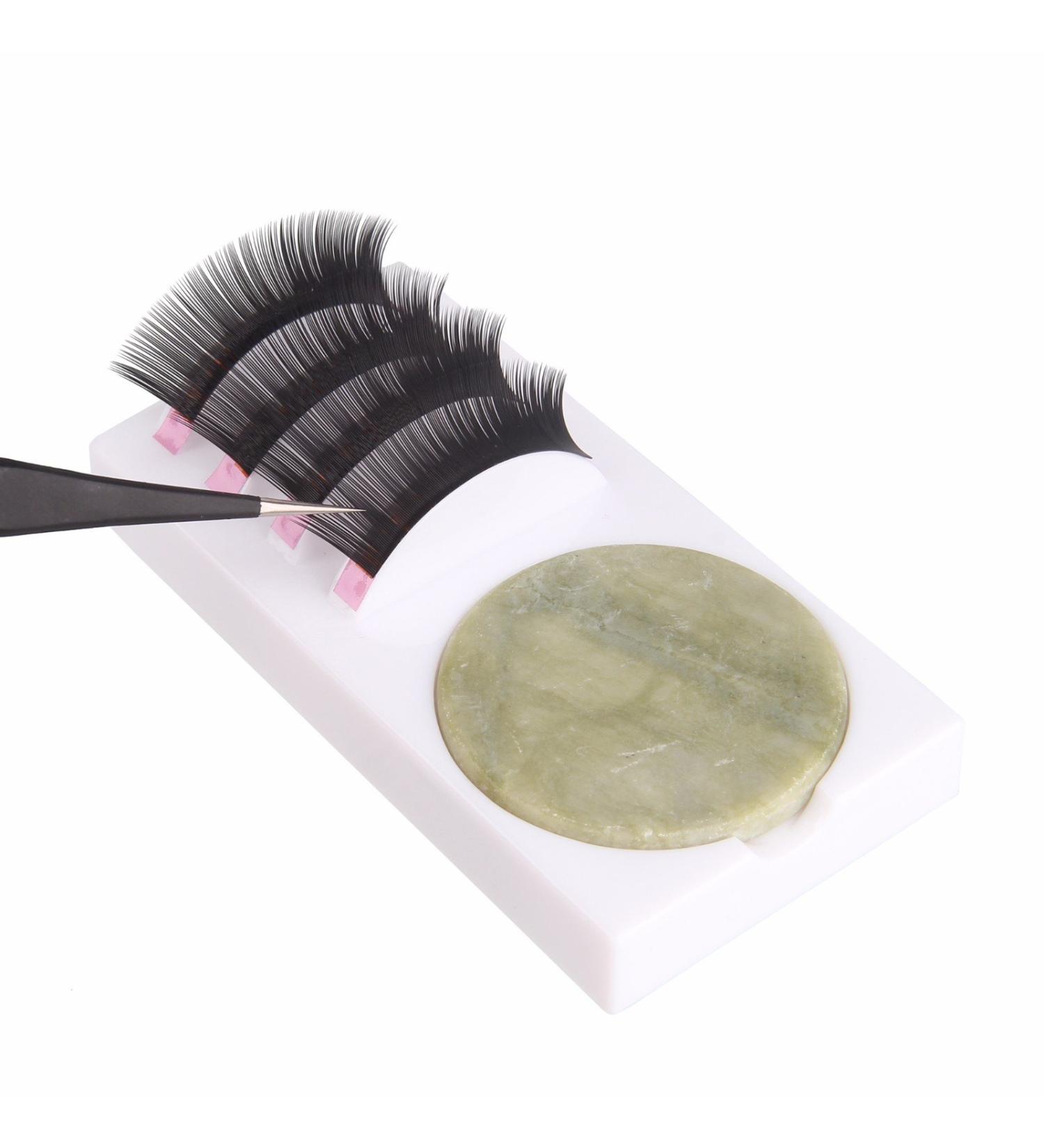 Beauty7 U Curved 2-in-1 Eyelash Extension Holder & Jade Stone Adhesive Pallet - Perfect for False Lashes (White - Buy Online on GoSupps.com