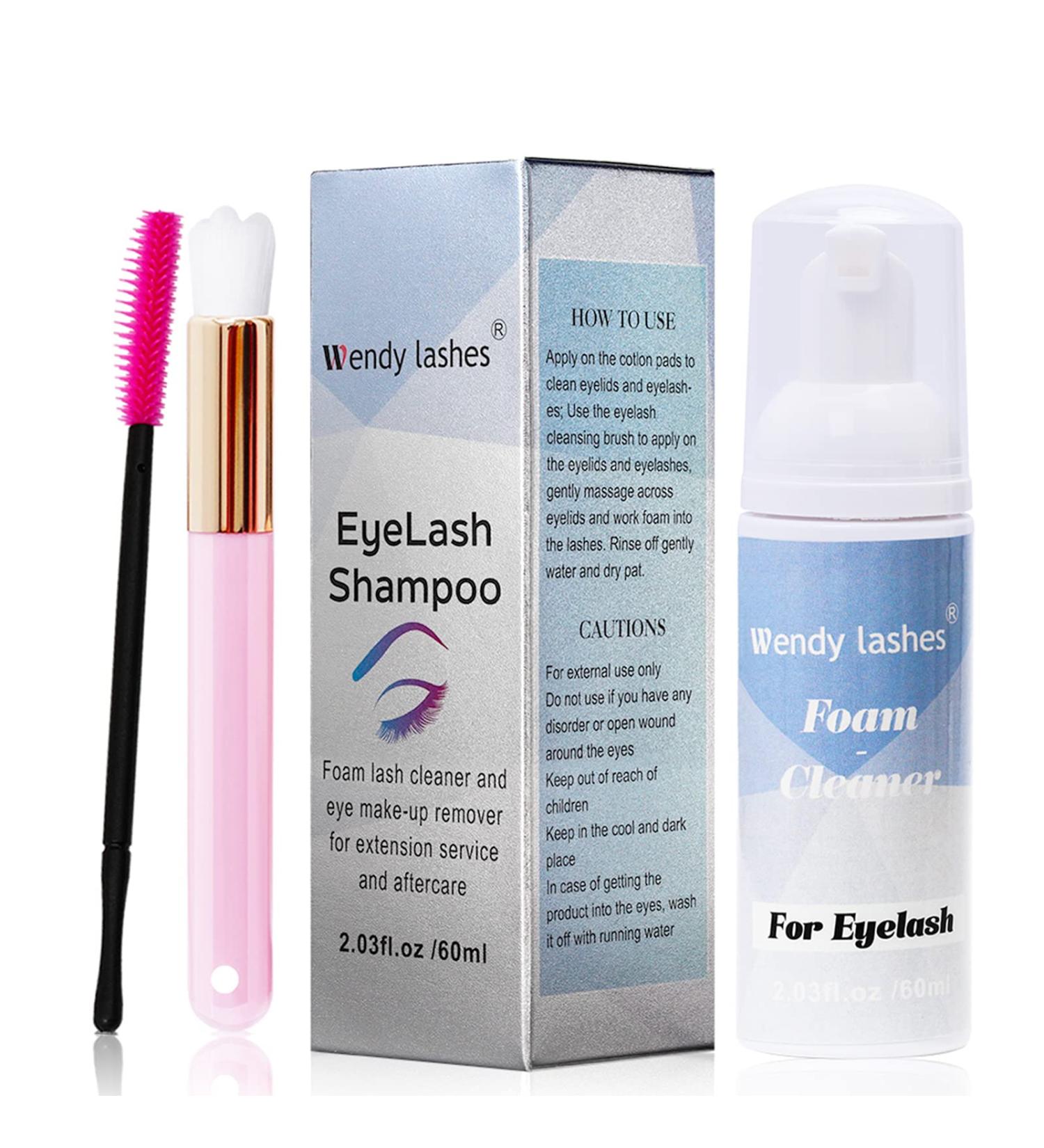 60ml Eyelash Extension Cleanser with Soft Brush - Lash Shampoo for Makeup Removal - Buy Online on GoSupps.com