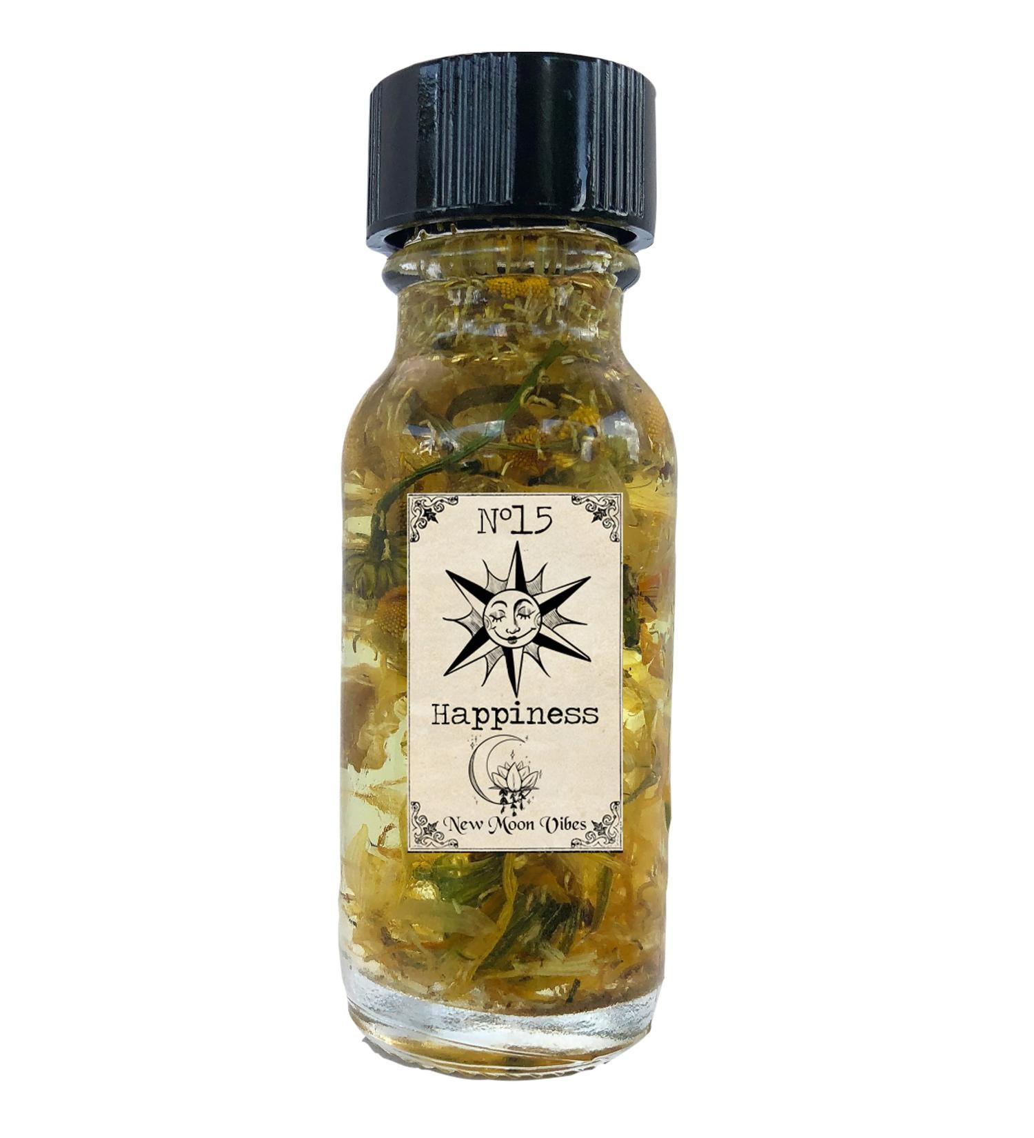 Happiness Oil by New Moon Vibes - Joy Bliss Harmony Positivity Contentment Peace Tranquility Balance Spells Conjure Rituals - Handmade with Essential Oils & Herbs- Wicca Pagan Hoodoo Magick - Buy Online on GoSupps.com